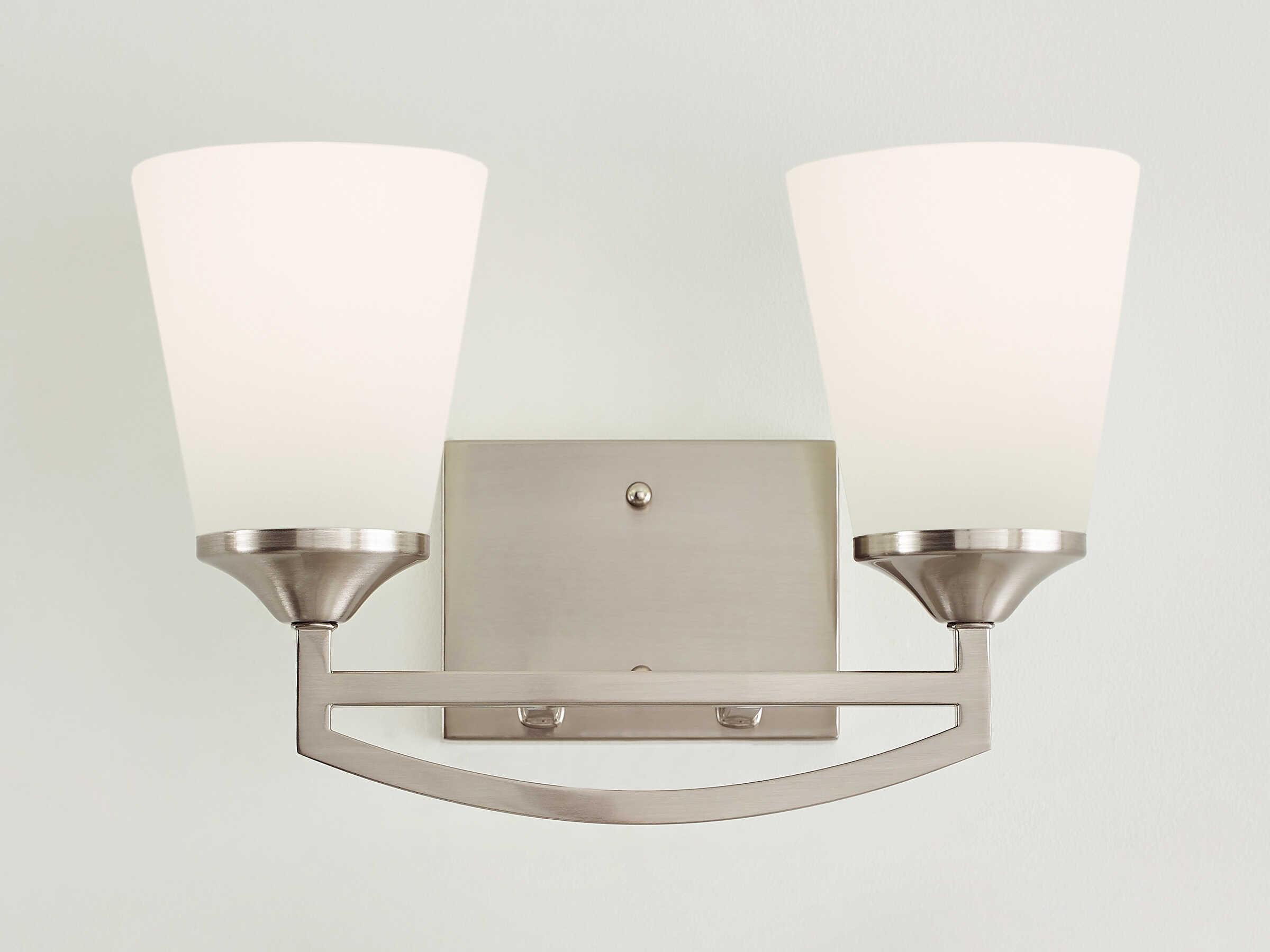 Generation Lighting Hanford 2-Light Brushed Nickel Glass Vanity Light
