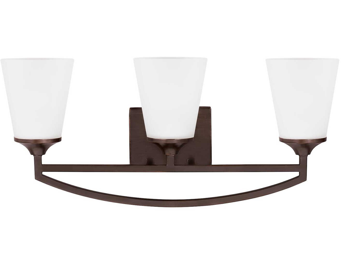 Generation Lighting Hanford 3-Light Bronze Glass Vanity Light