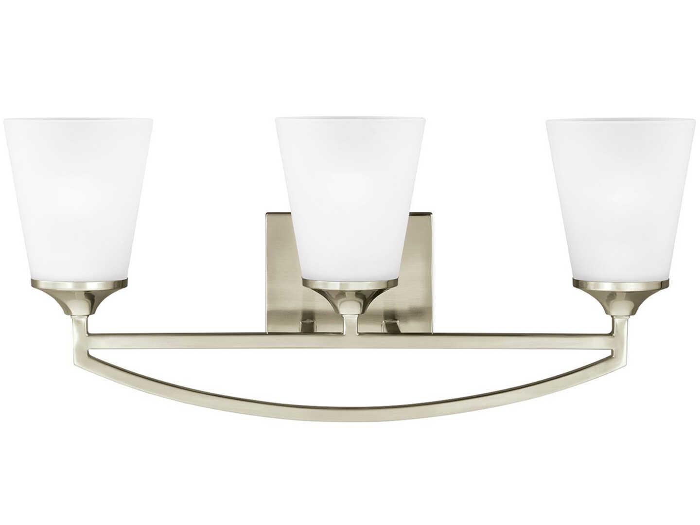 Generation Lighting Hanford 3-Light Brushed Nickel Glass Vanity Light