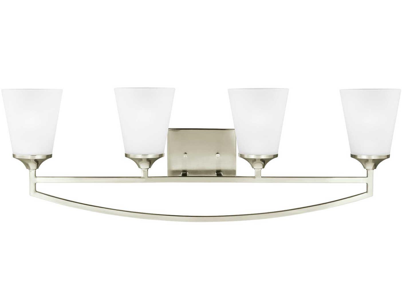 Generation Lighting Hanford 4-Light Brushed Nickel Glass Vanity Light