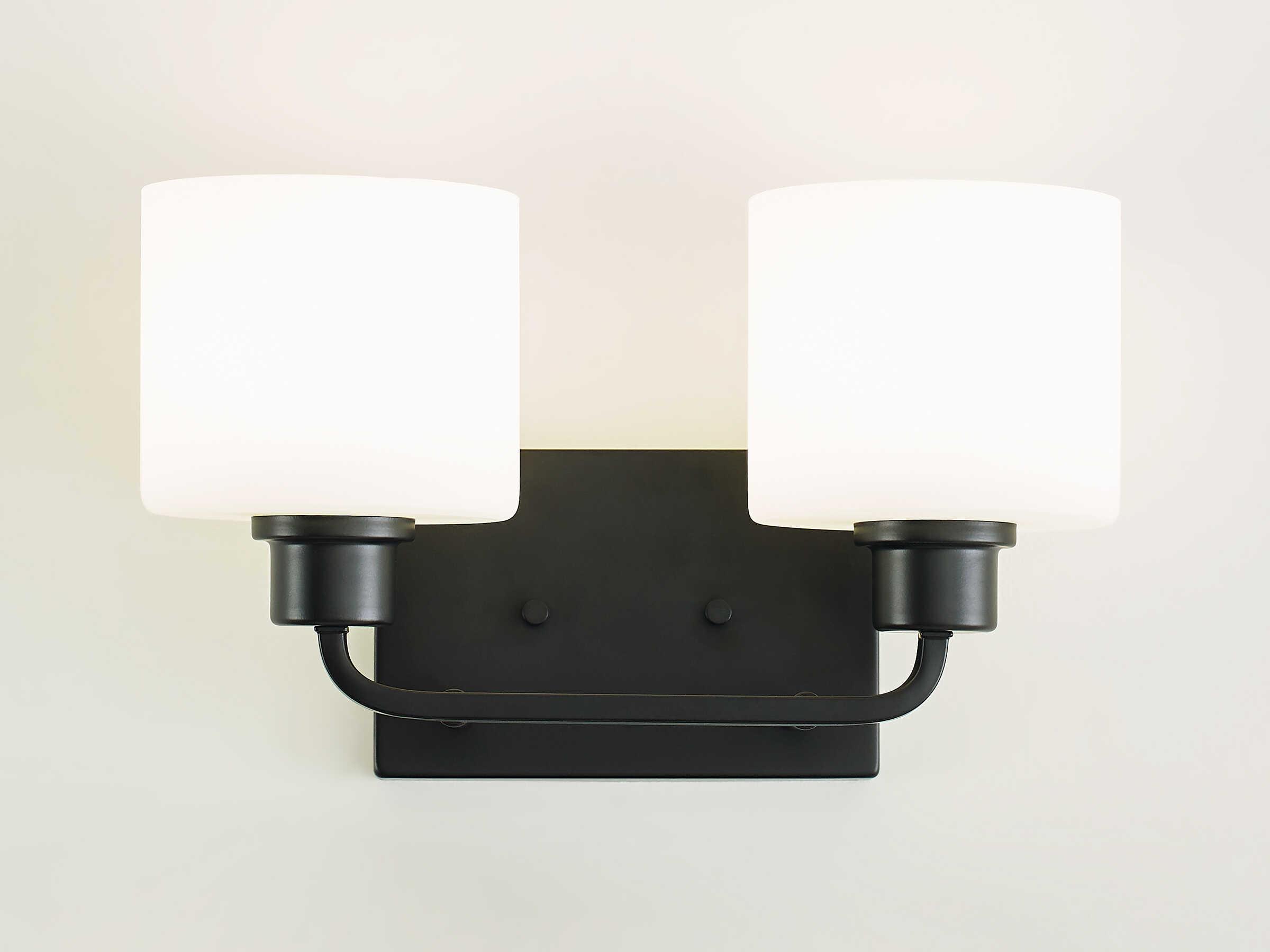 Generation Lighting Canfield 2-Light Midnight Black Glass Vanity Light