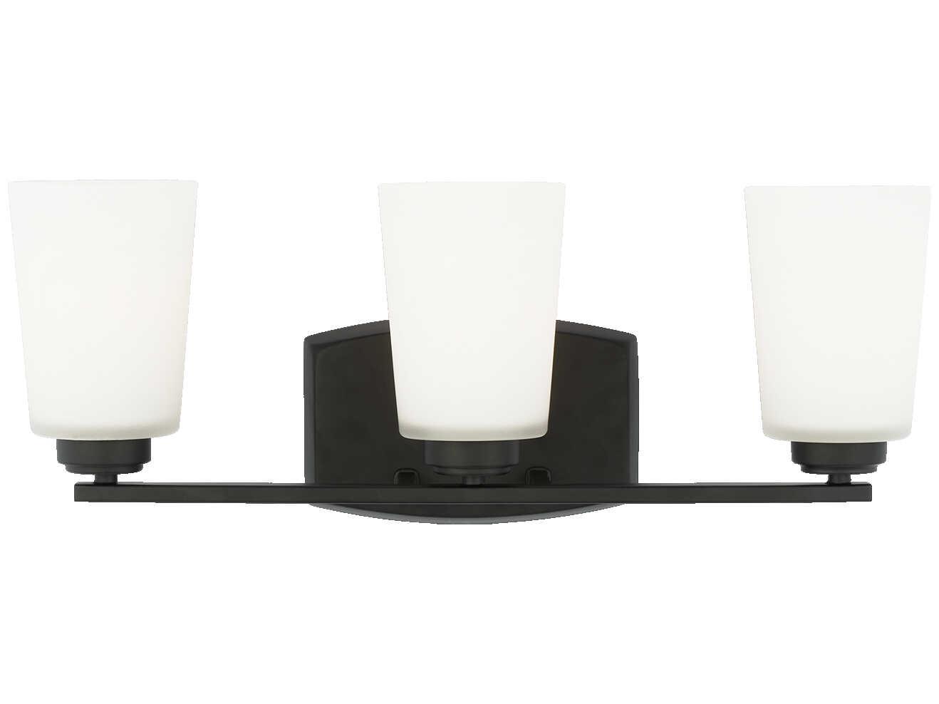 Generation Lighting Franport 3-Light Midnight Black Glass Vanity Light
