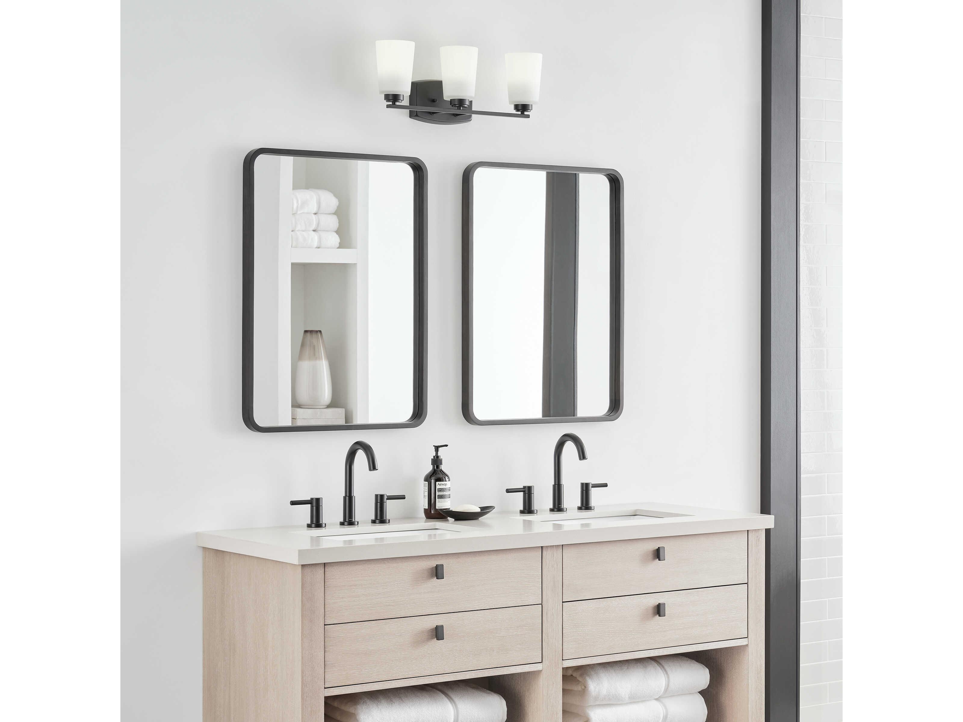 Generation Lighting Franport 3-Light Midnight Black Glass Vanity Light