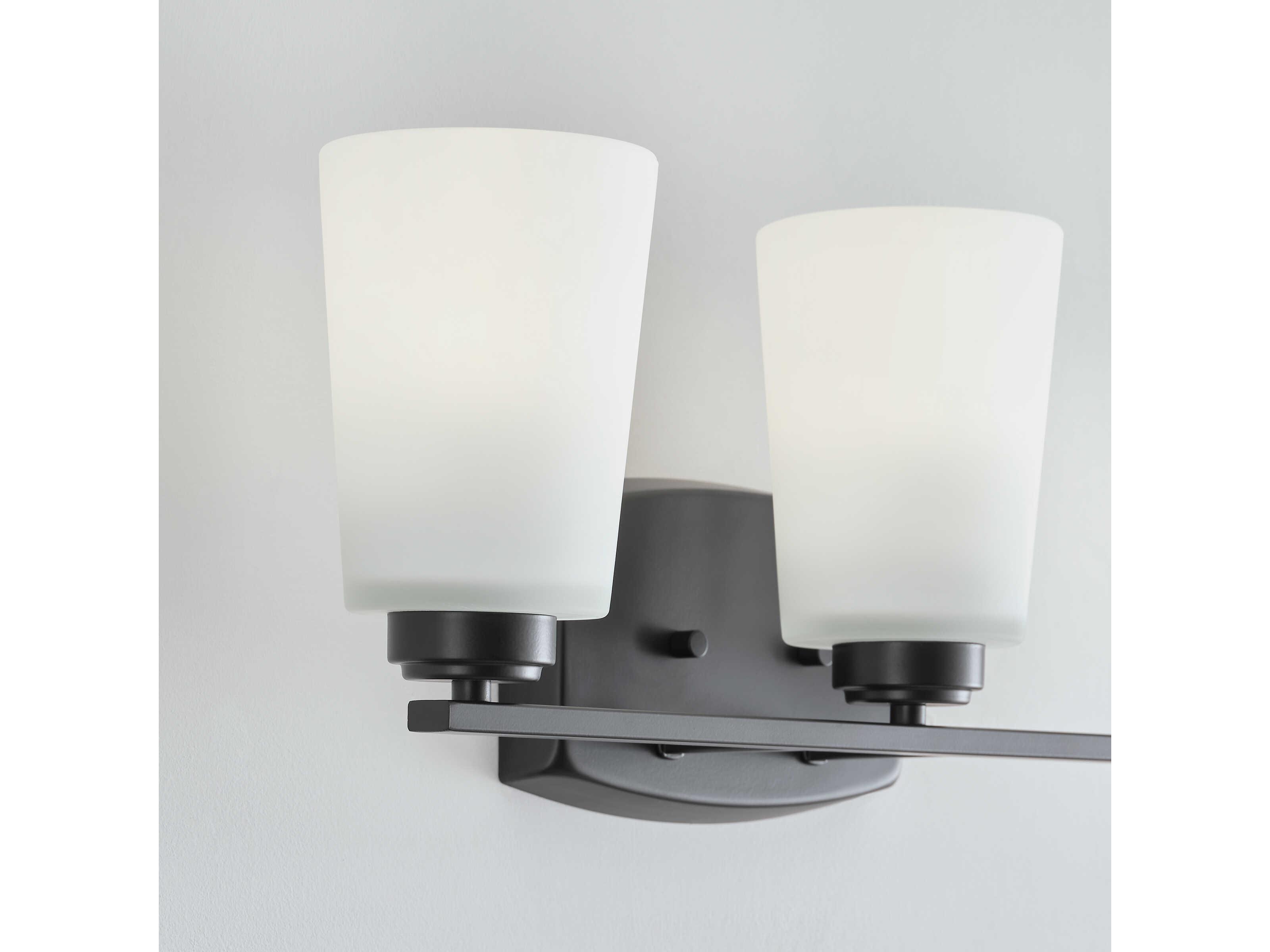 Generation Lighting Franport 3-Light Midnight Black Glass Vanity Light