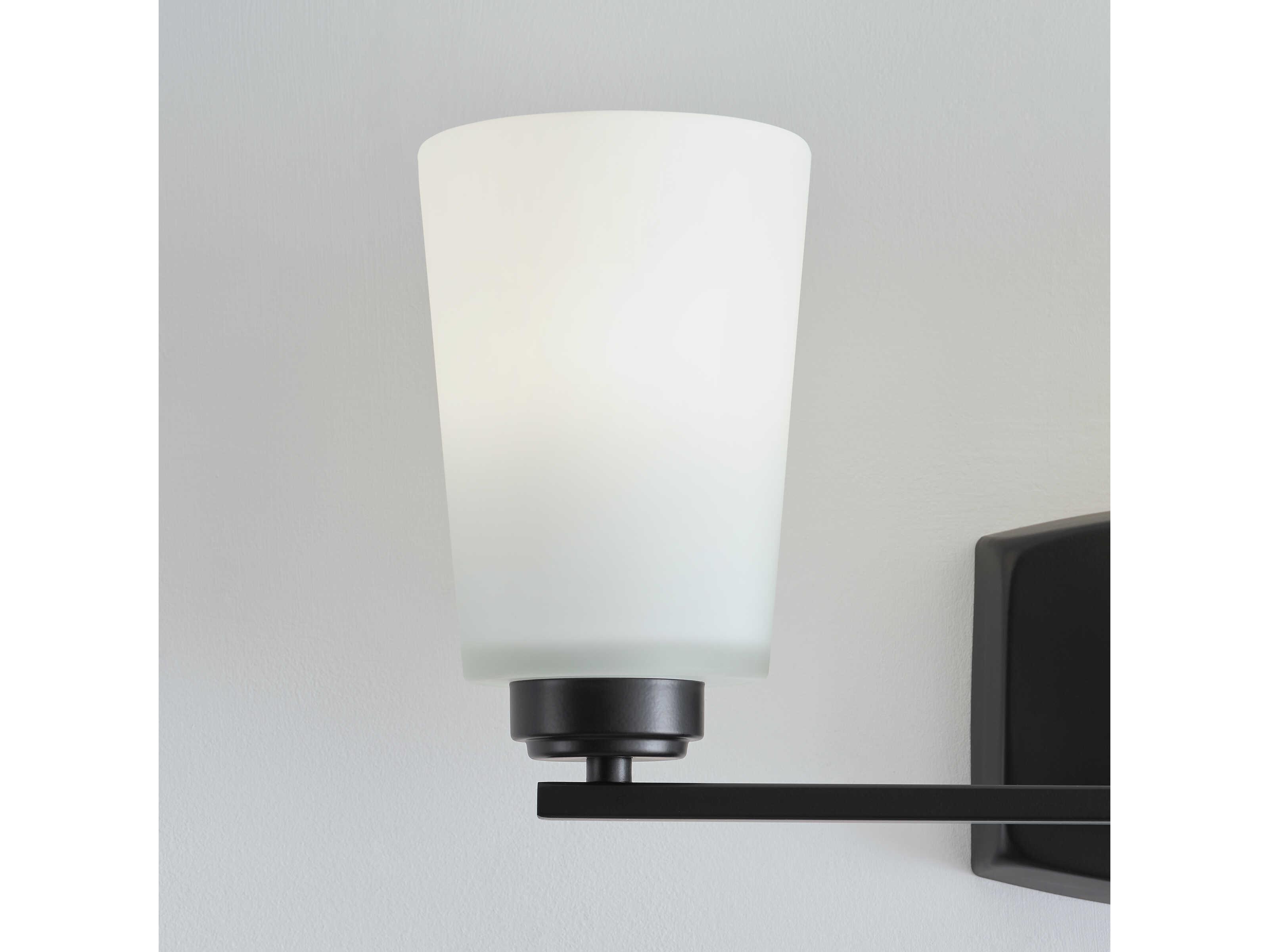 Generation Lighting Franport 3-Light Midnight Black Glass Vanity Light