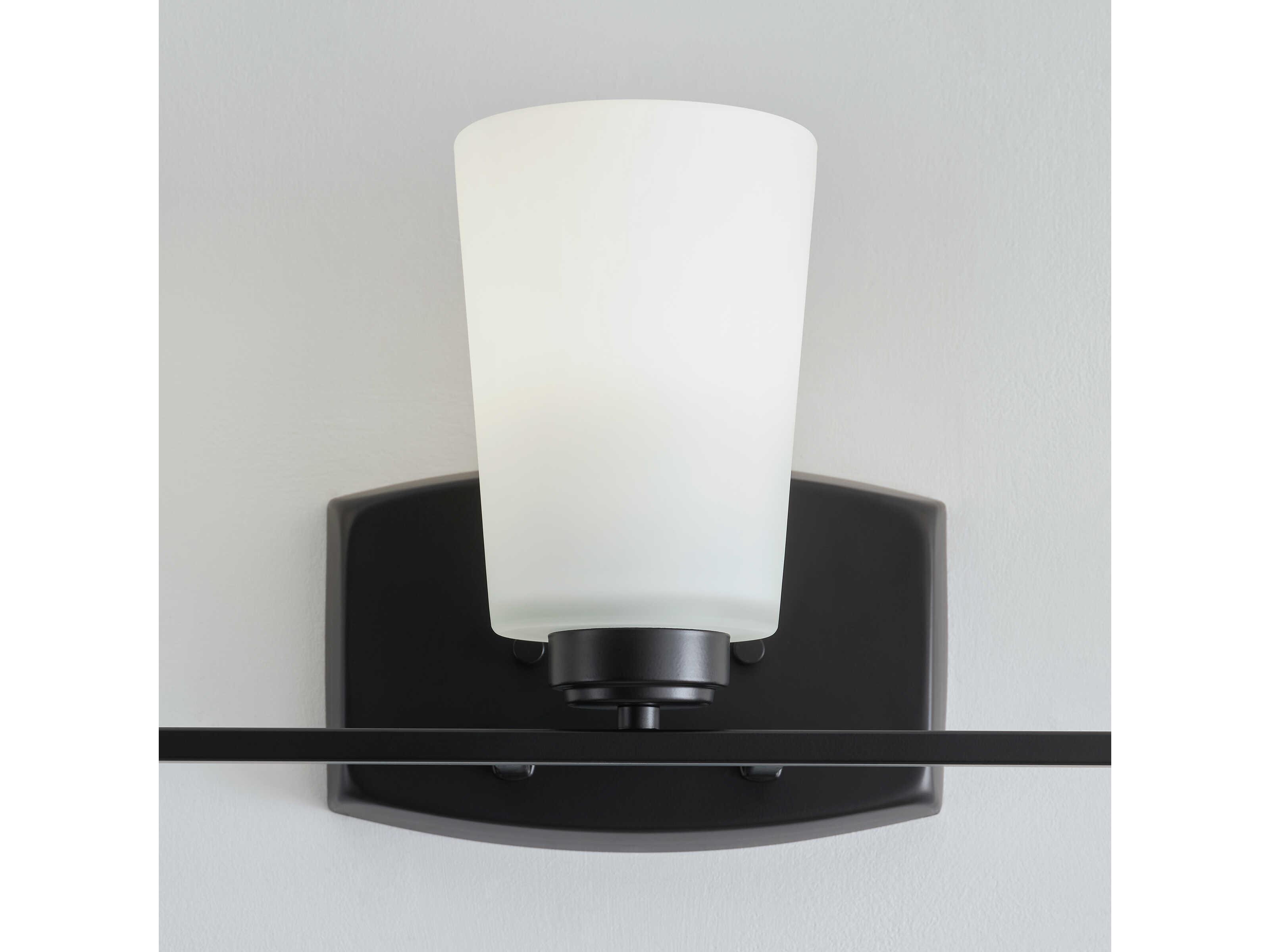 Generation Lighting Franport 3-Light Midnight Black Glass Vanity Light