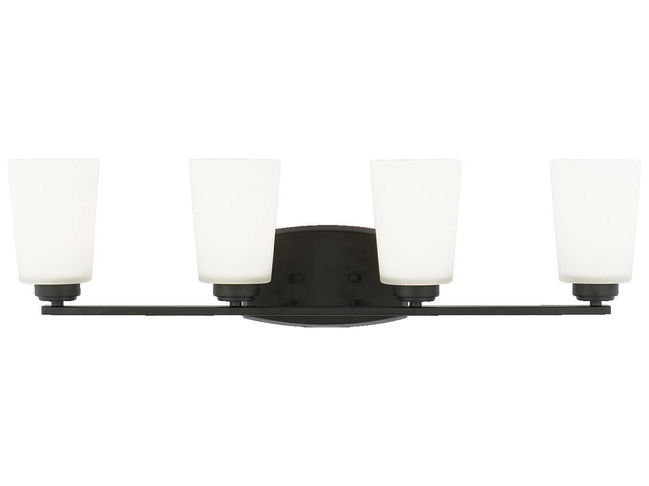 Generation Lighting Franport 4-Light Midnight Black Glass Vanity Light