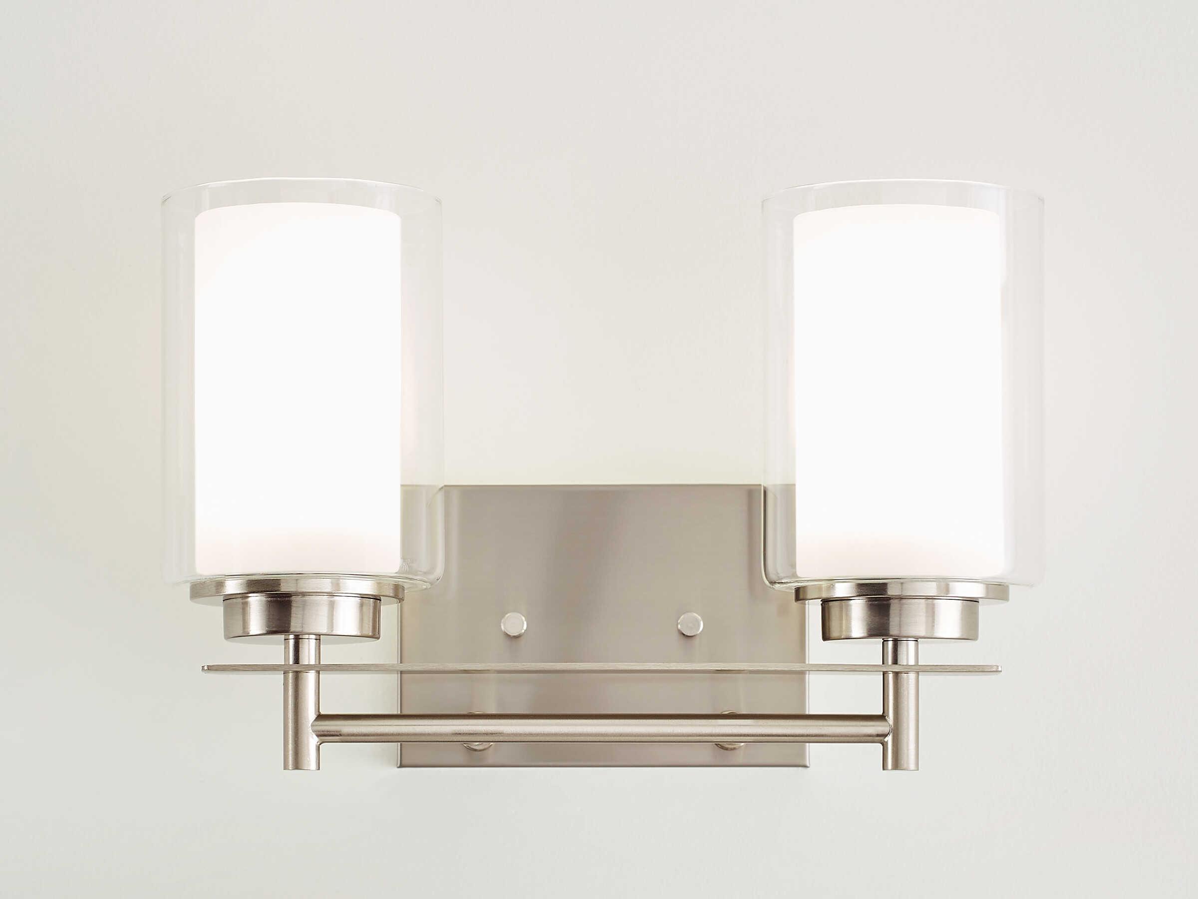Generation Lighting Elmwood Park 2-Light Brushed Nickel Glass Vanity Light