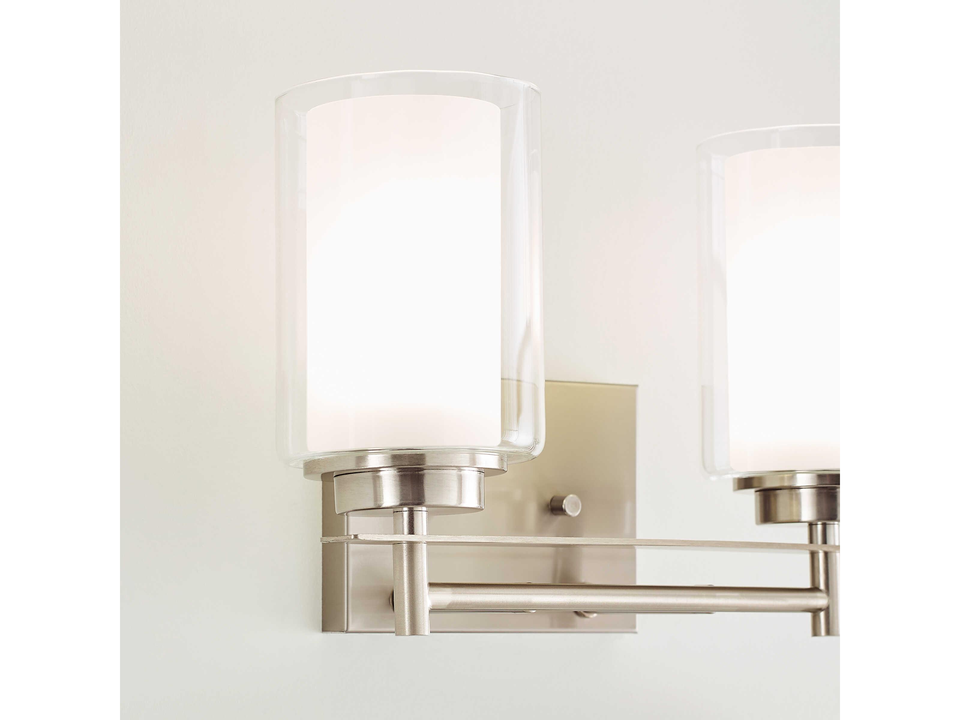 Generation Lighting Elmwood Park 2-Light Brushed Nickel Glass Vanity Light
