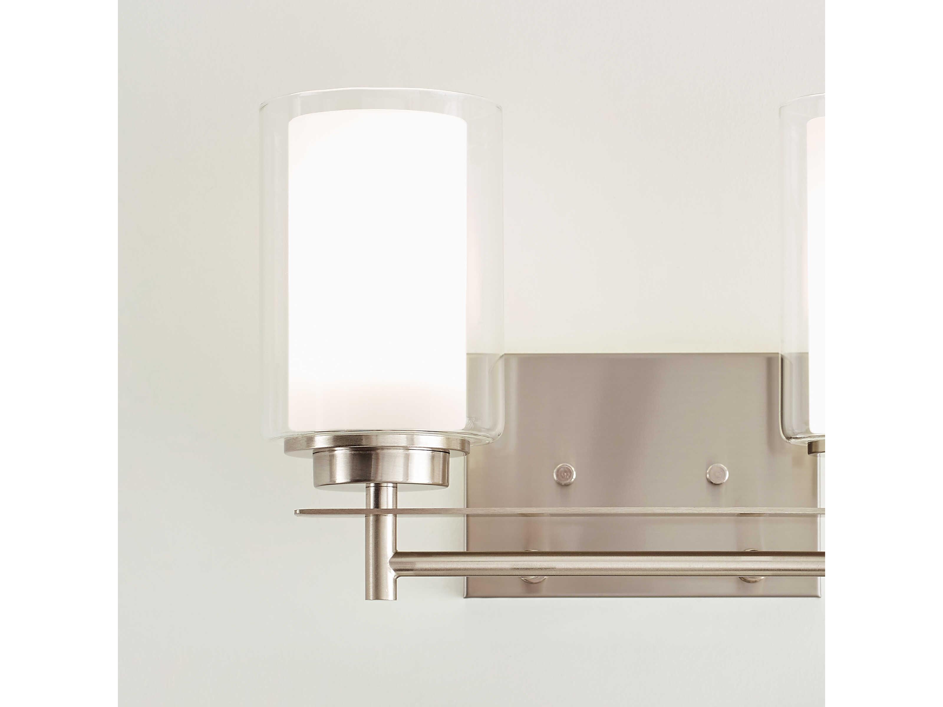 Generation Lighting Elmwood Park 2-Light Brushed Nickel Glass Vanity Light