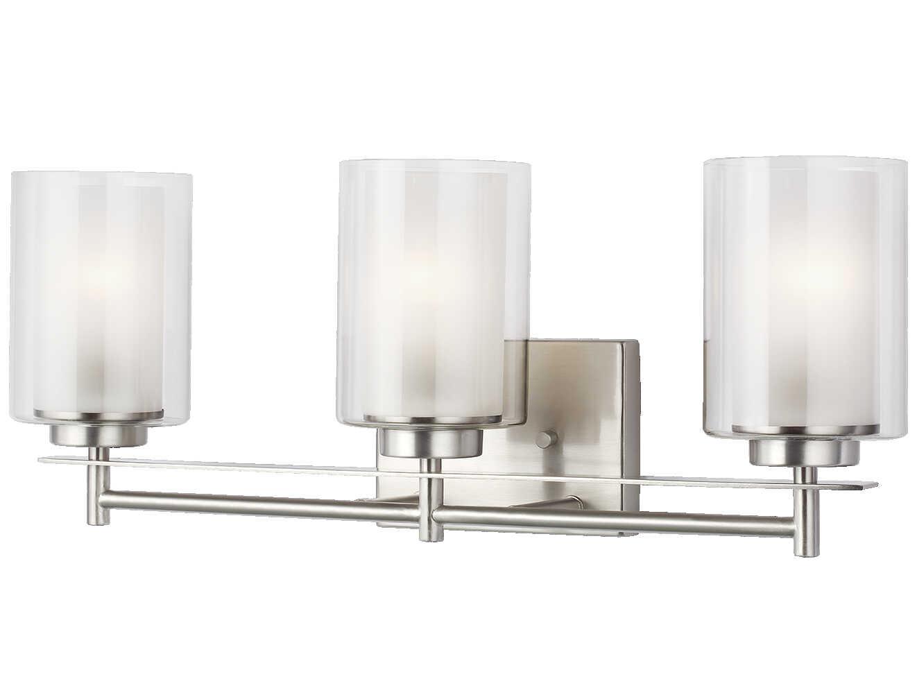 Generation Lighting Elmwood Park 3-Light Brushed Nickel Glass Vanity Light