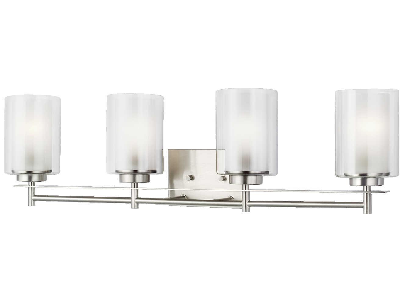 Generation Lighting Elmwood Park 4-Light Brushed Nickel Glass Vanity Light