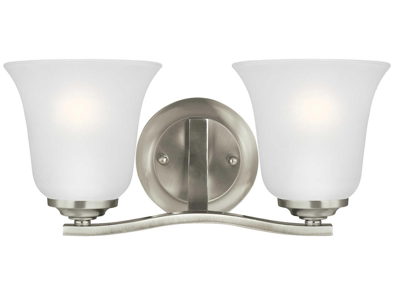 Generation Lighting Emmons 2-Light Brushed Nickel Glass Vanity Light