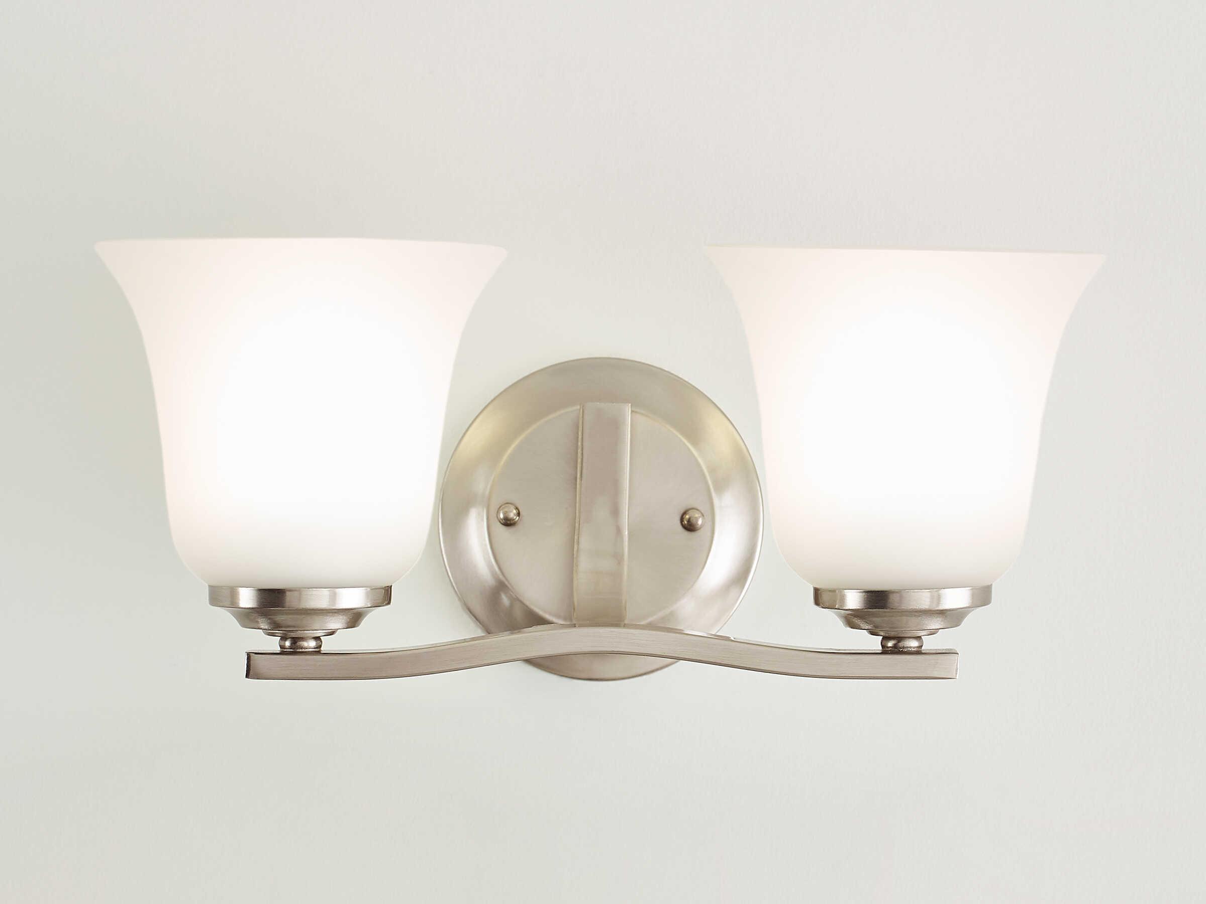Generation Lighting Emmons 2-Light Brushed Nickel Glass Vanity Light