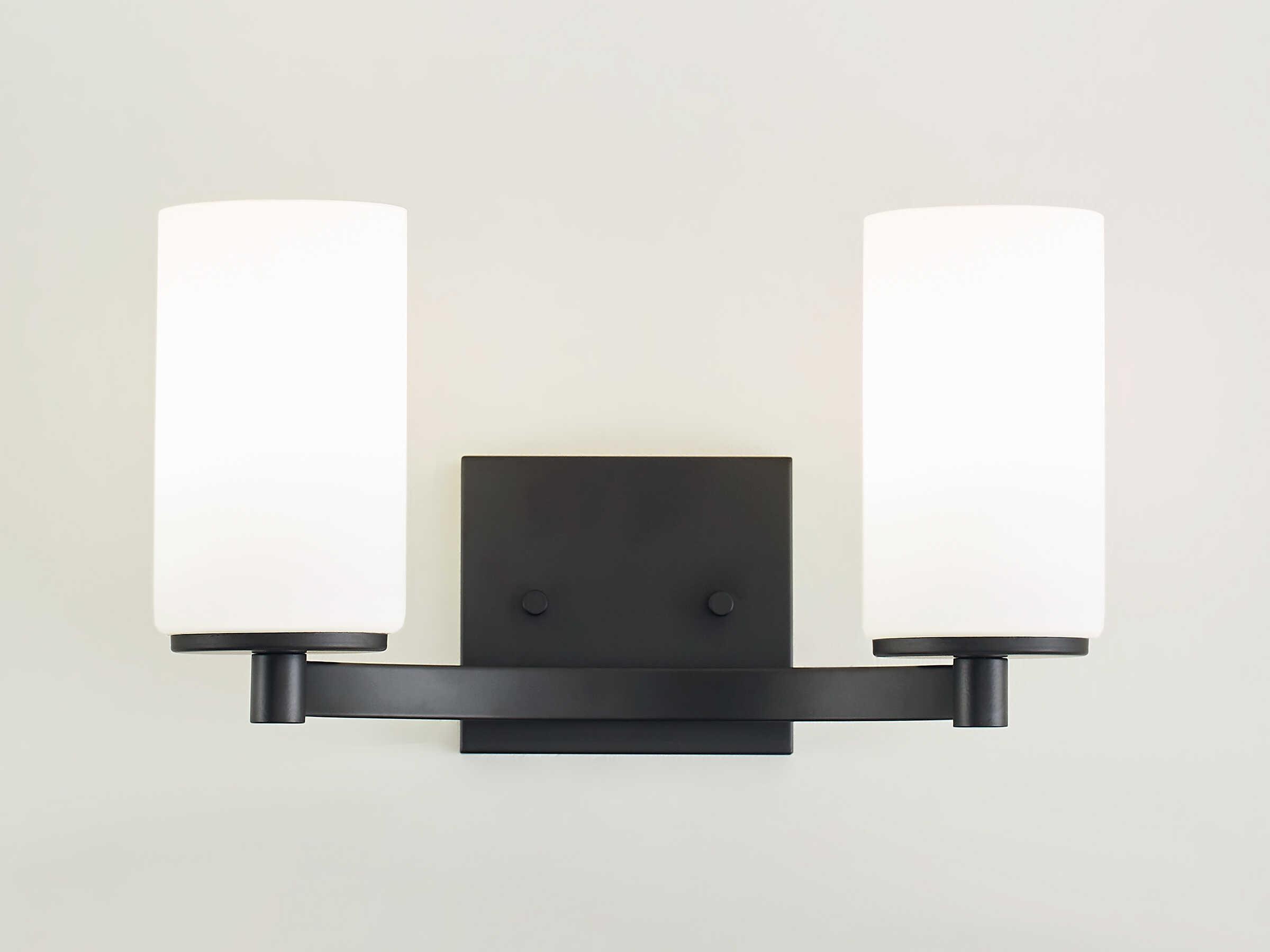 Generation Lighting Hettinger 2-Light Midnight Black Glass Vanity Light