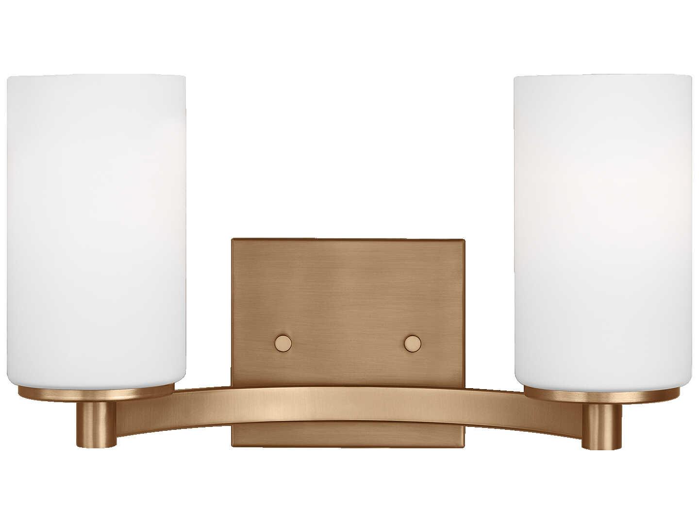 Generation Lighting Hettinger 2-Light Satin Brass Glass Vanity Light