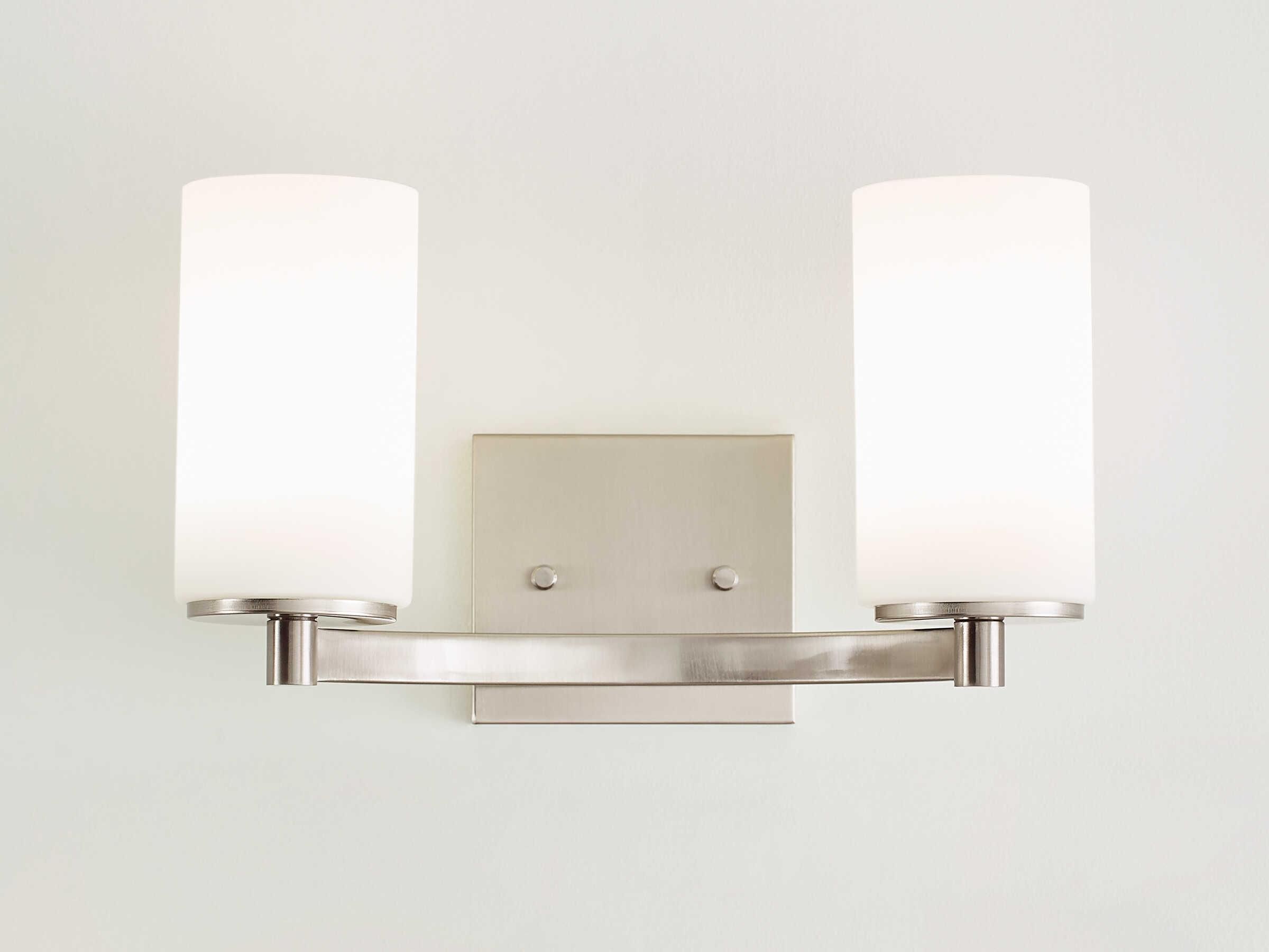 Generation Lighting Hettinger 2-Light Brushed Nickel Glass Vanity Light