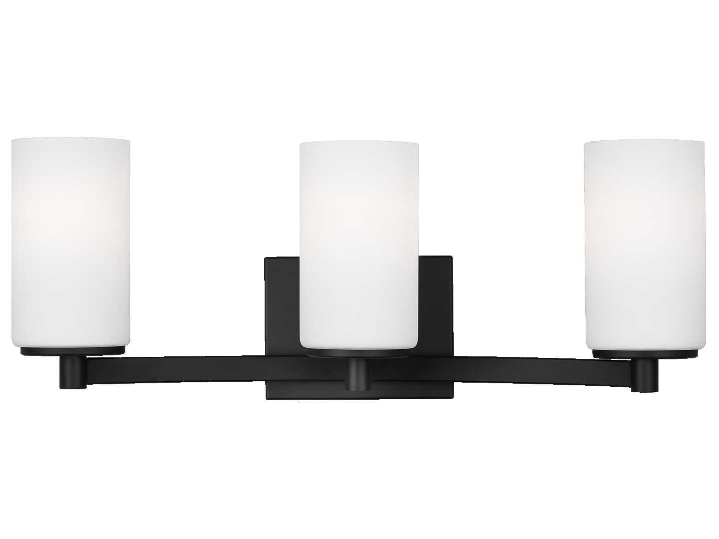 Generation Lighting Hettinger 3-Light Midnight Black Glass Vanity Light