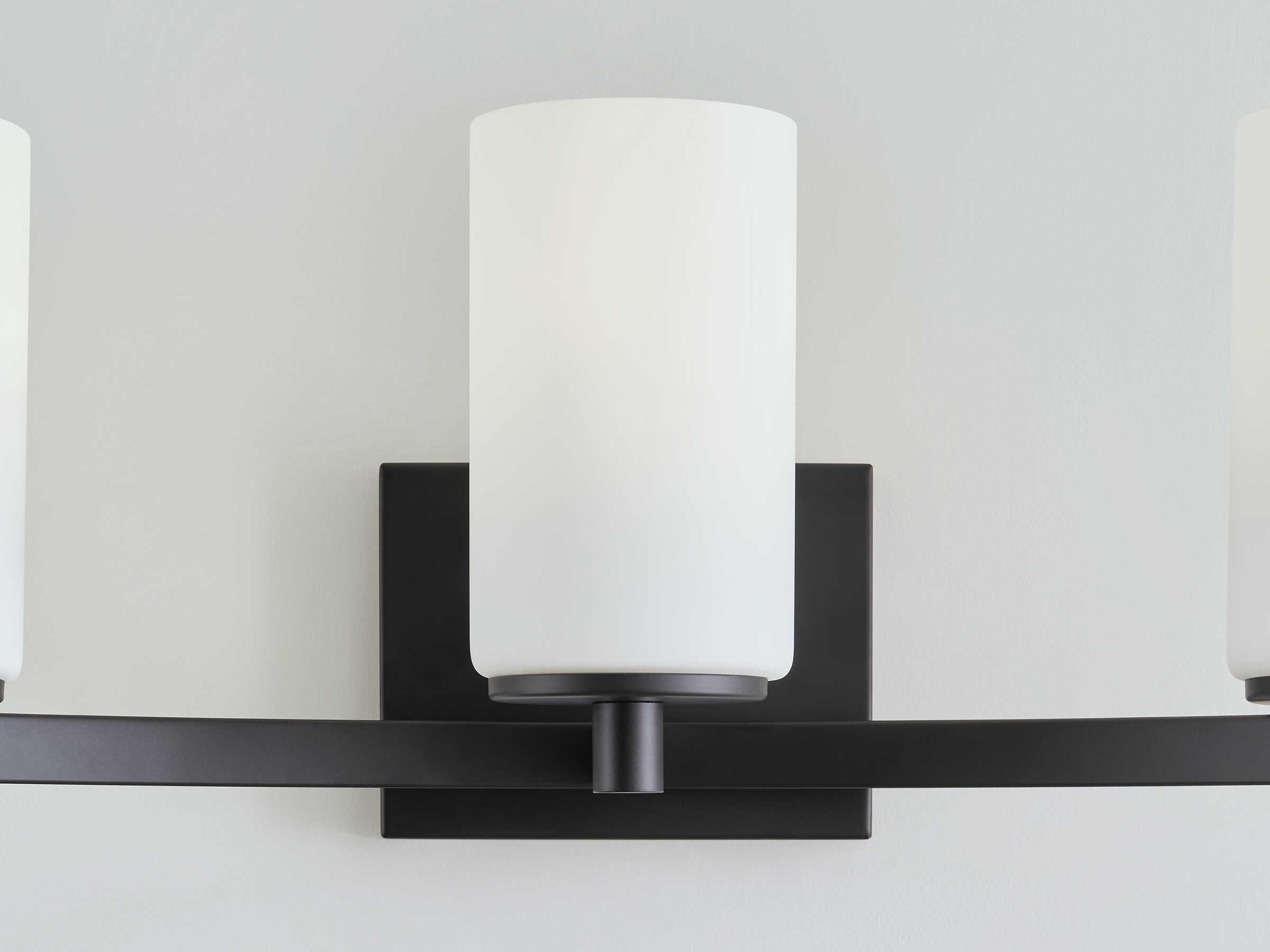 Generation Lighting Hettinger 3-Light Midnight Black Glass Vanity Light