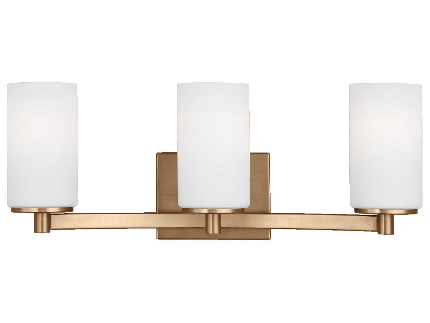 Generation Lighting Hettinger 3-Light Satin Brass Glass Vanity Light