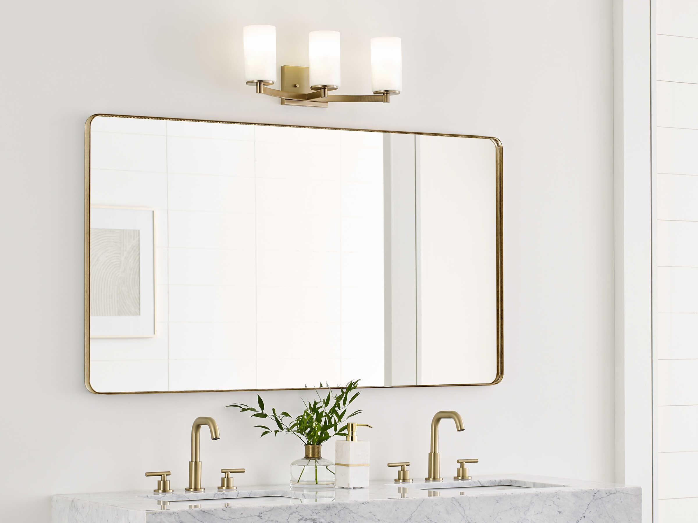 Generation Lighting Hettinger 3-Light Satin Brass Glass Vanity Light