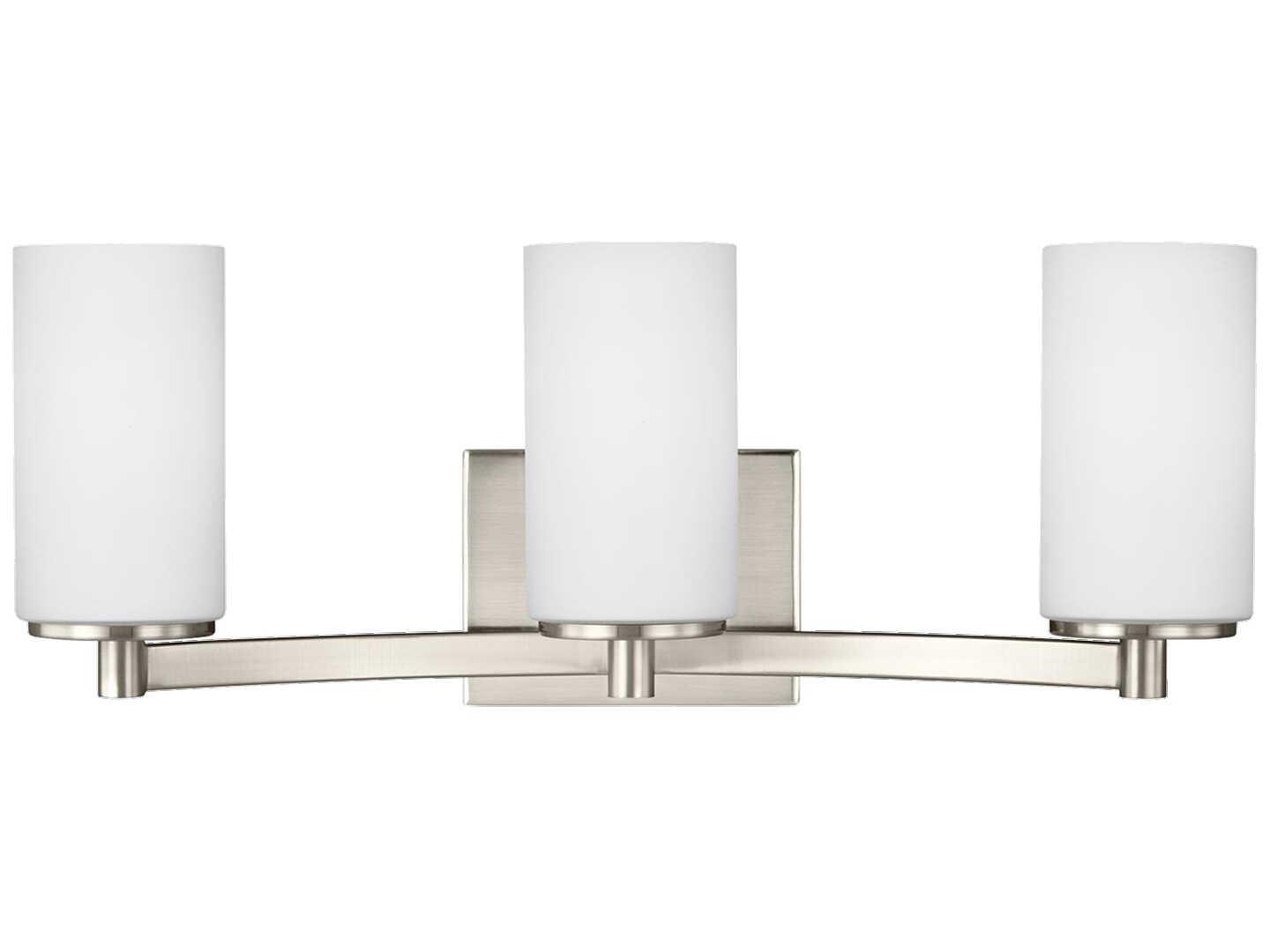 Generation Lighting Hettinger 3-Light Brushed Nickel Glass Vanity Light