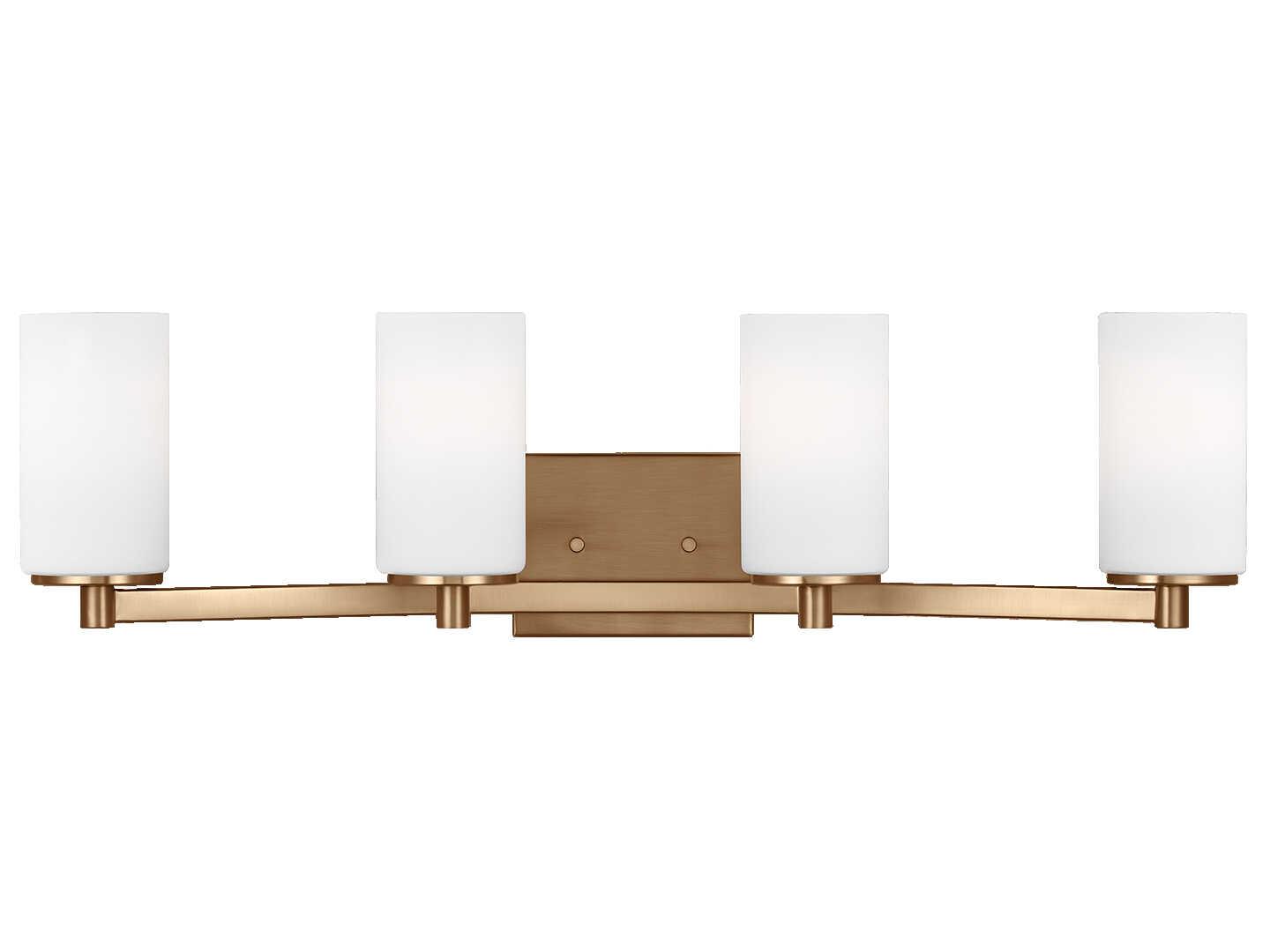Generation Lighting Hettinger 4-Light Satin Brass Glass Vanity Light