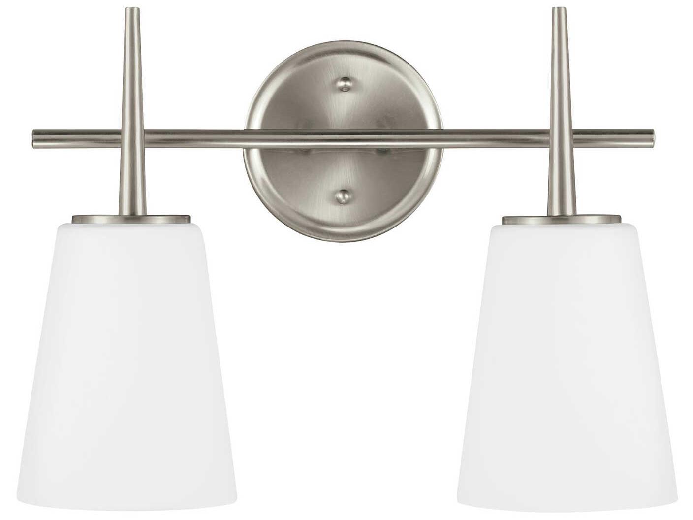 Generation Lighting Driscoll 2-Light Brushed Nickel Glass Vanity Light