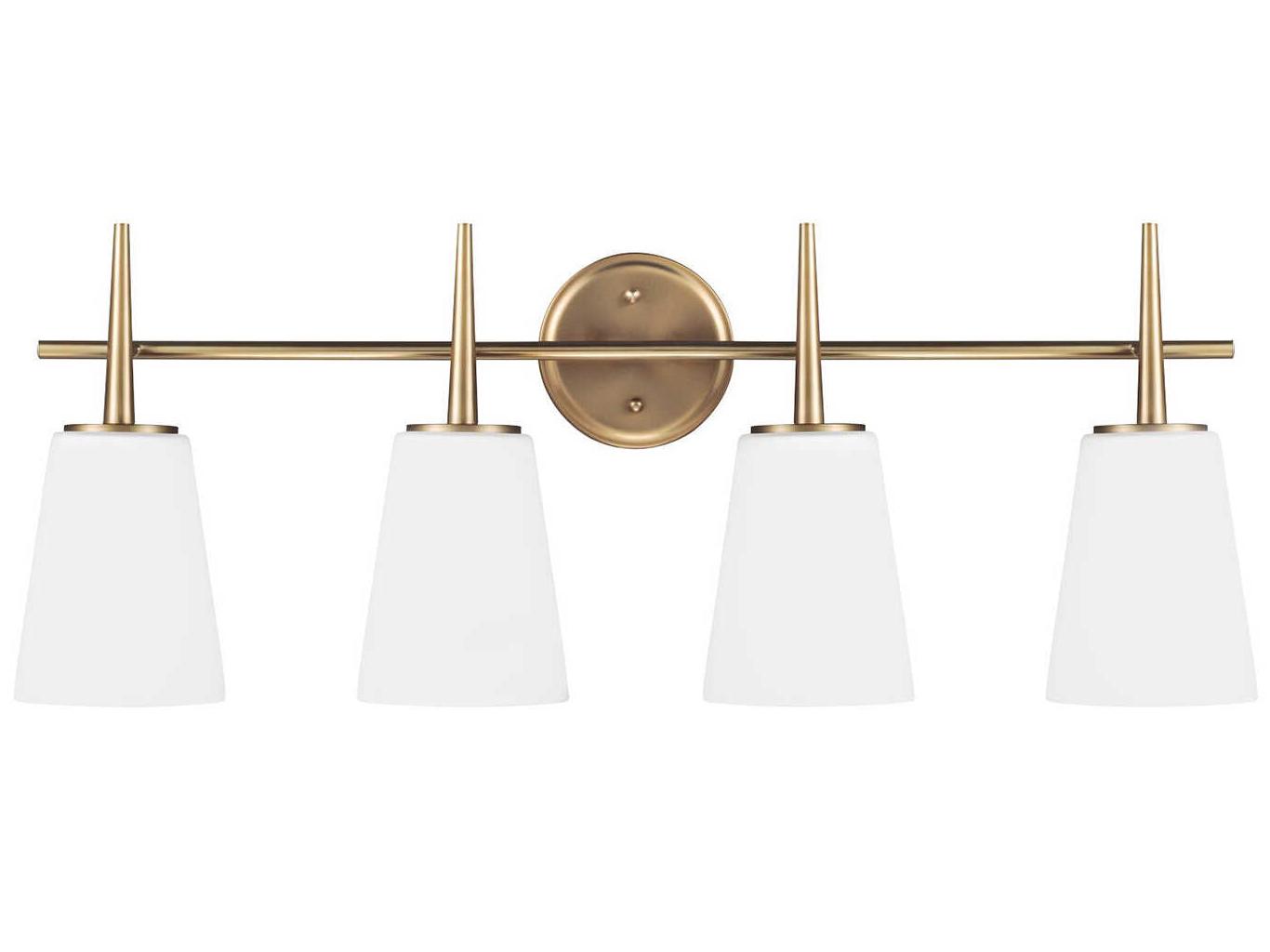 Generation Lighting Driscoll 4-Light Satin Brass Glass Vanity Light