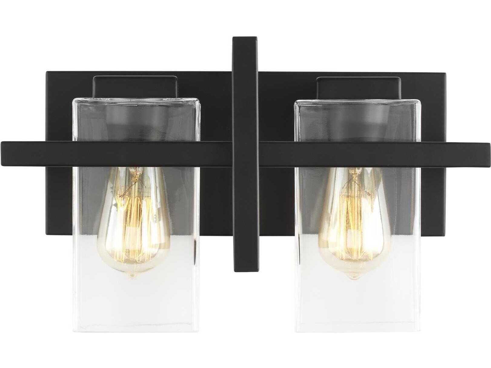 Generation Lighting Mitte 2-Light Midnight Black Glass Vanity Light