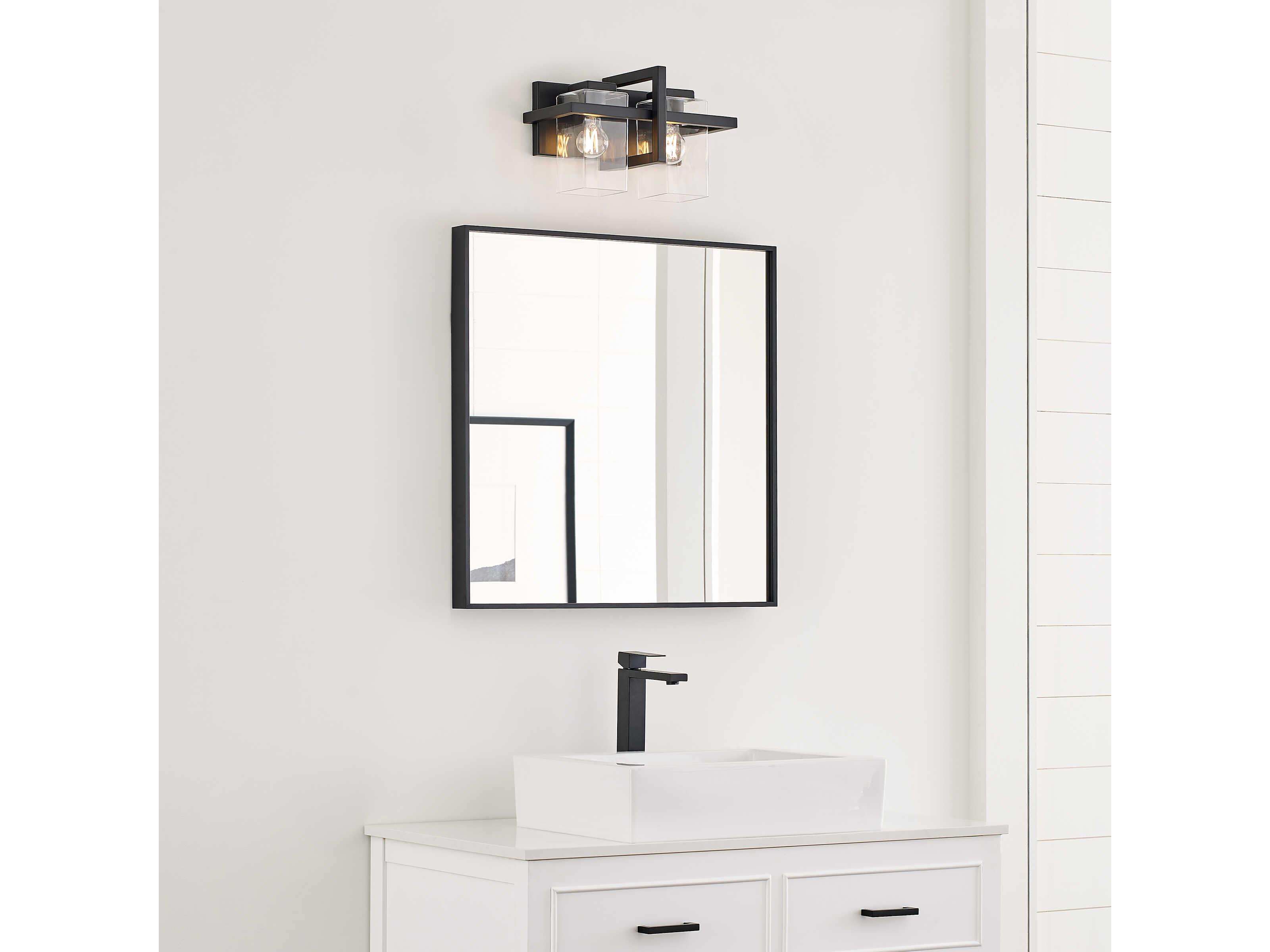 Generation Lighting Mitte 2-Light Midnight Black Glass Vanity Light