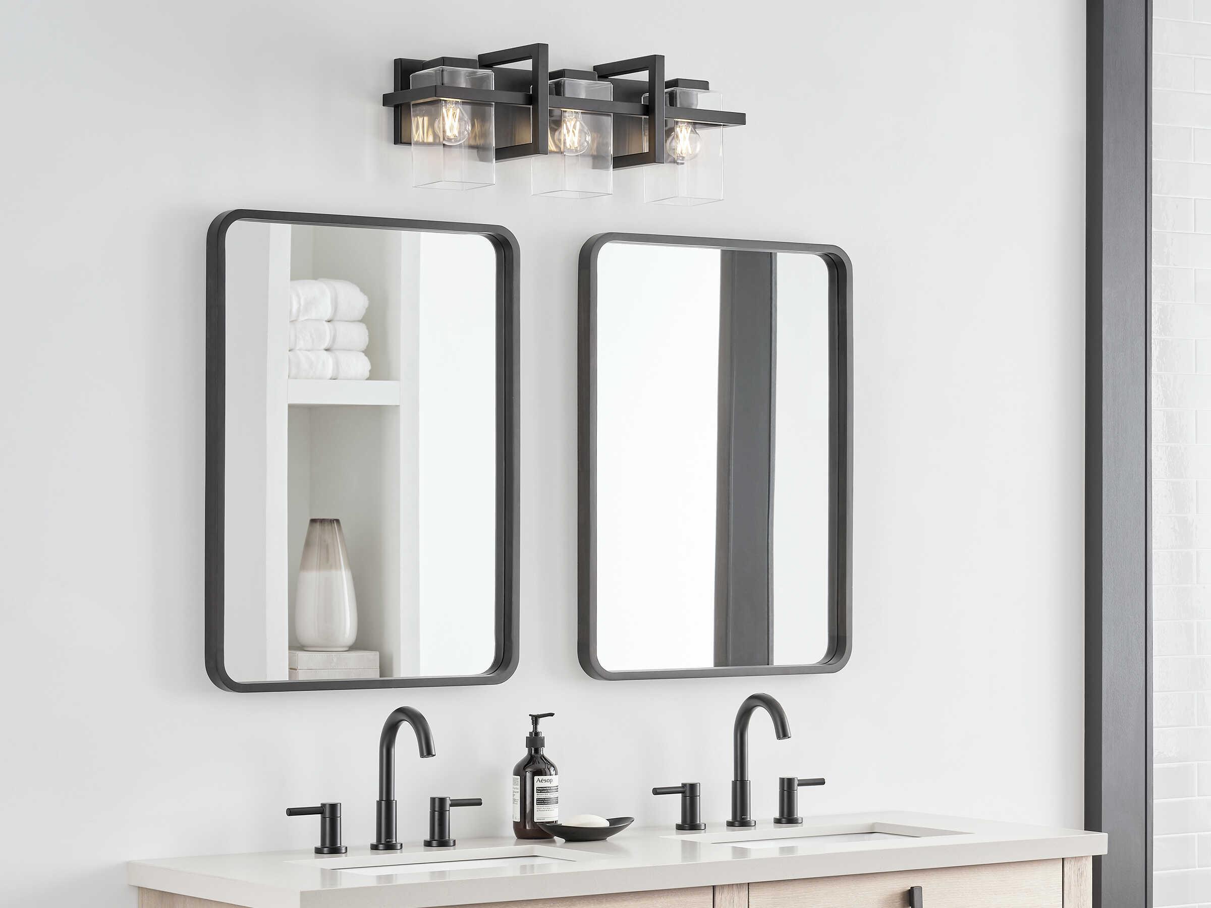 Generation Lighting Mitte 3-Light Midnight Black Glass Vanity Light