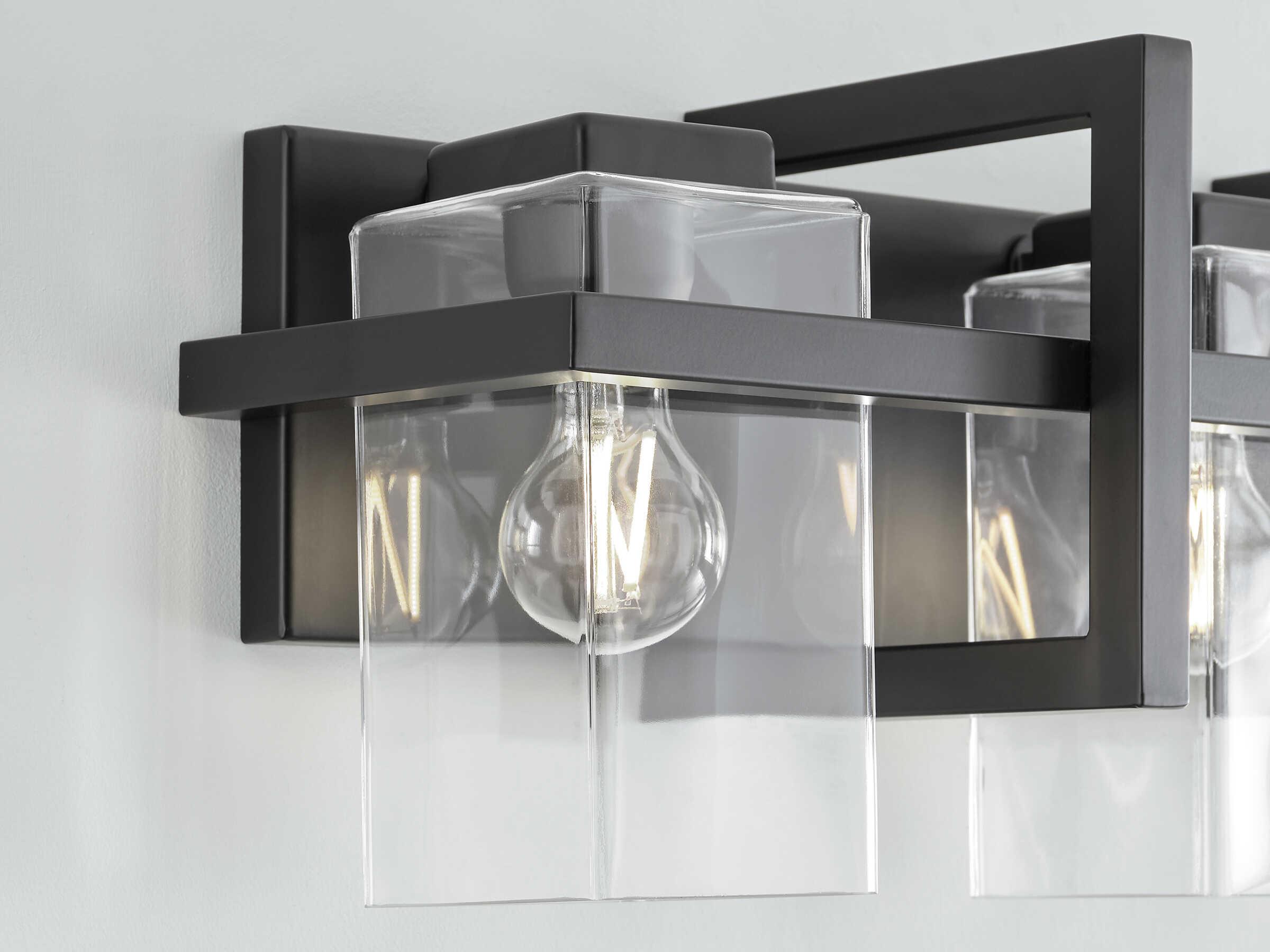 Generation Lighting Mitte 3-Light Midnight Black Glass Vanity Light