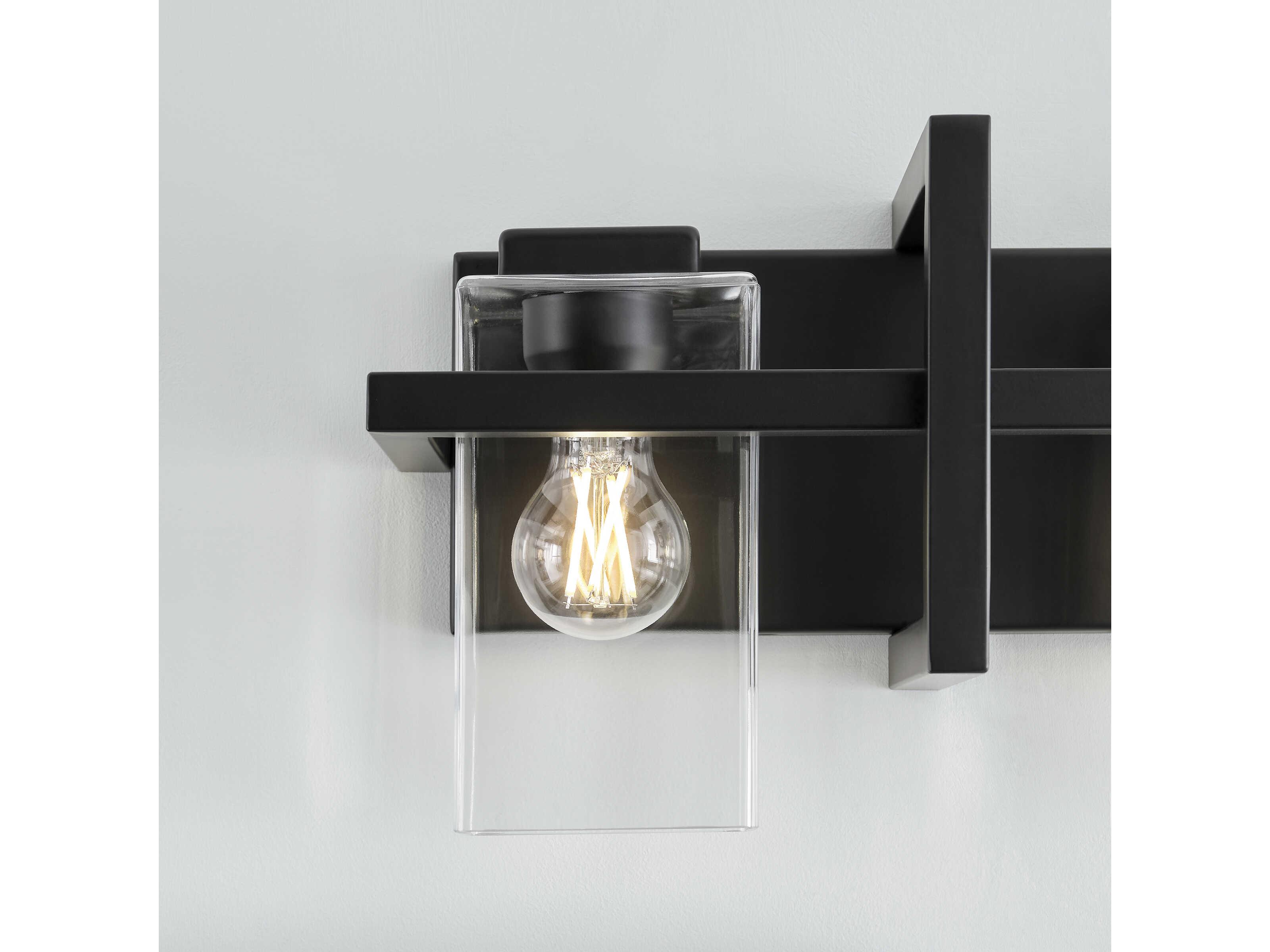 Generation Lighting Mitte 3-Light Midnight Black Glass Vanity Light