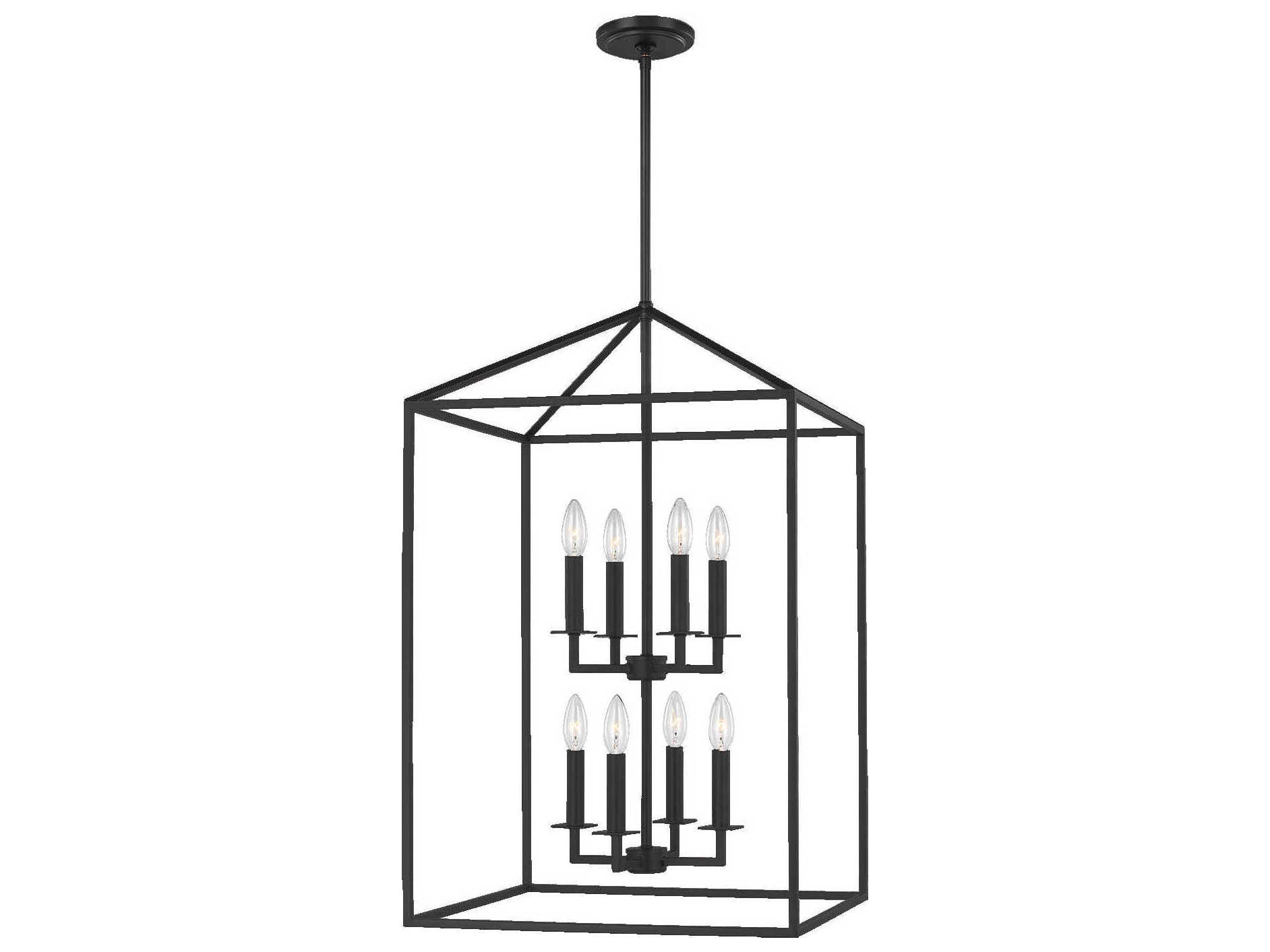 Generation Lighting Perryton 8-Light Midnight Black Glass Pendant