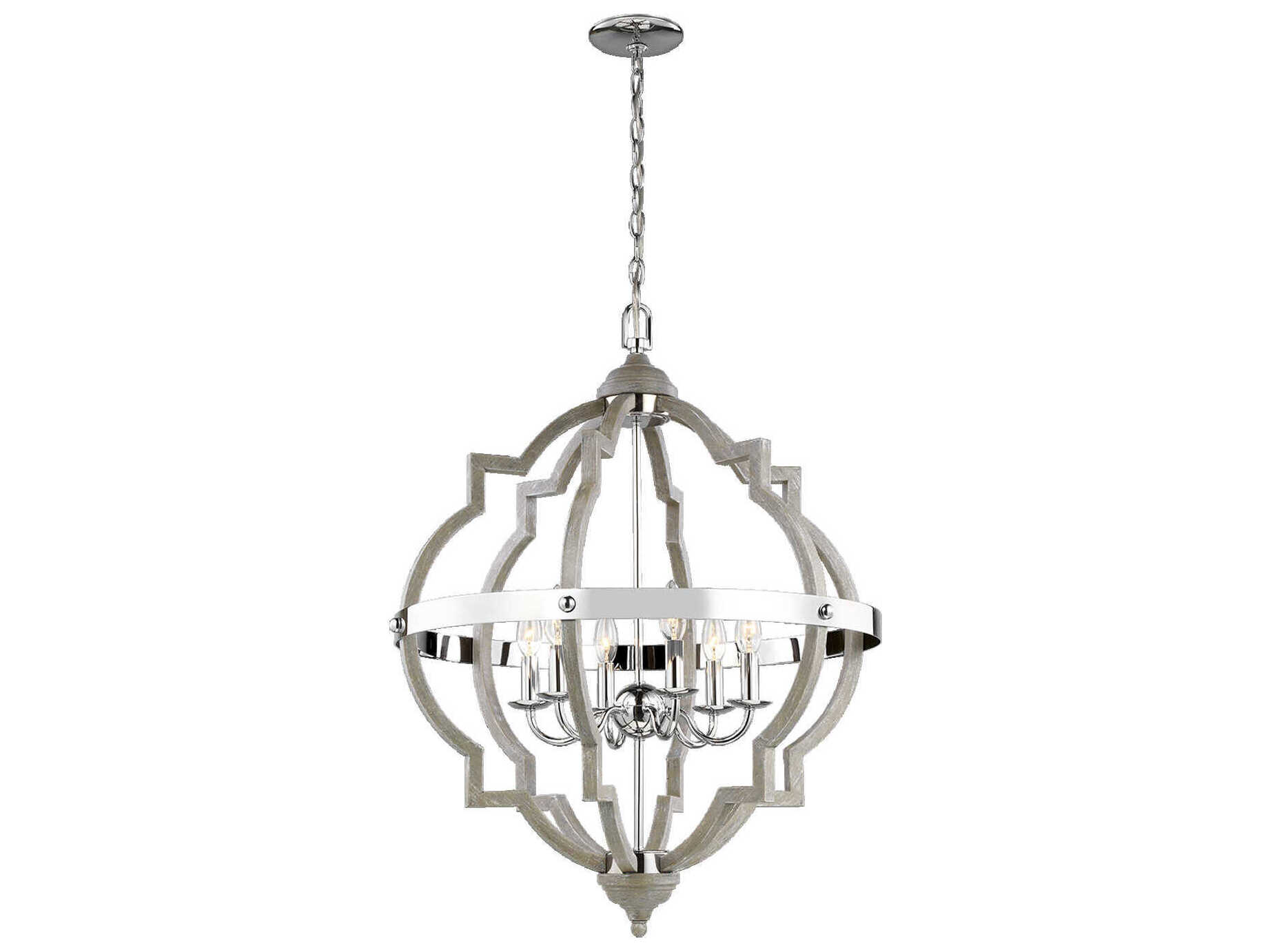 Generation Lighting Socorro 6-Light Washed Pine Gray Pendant