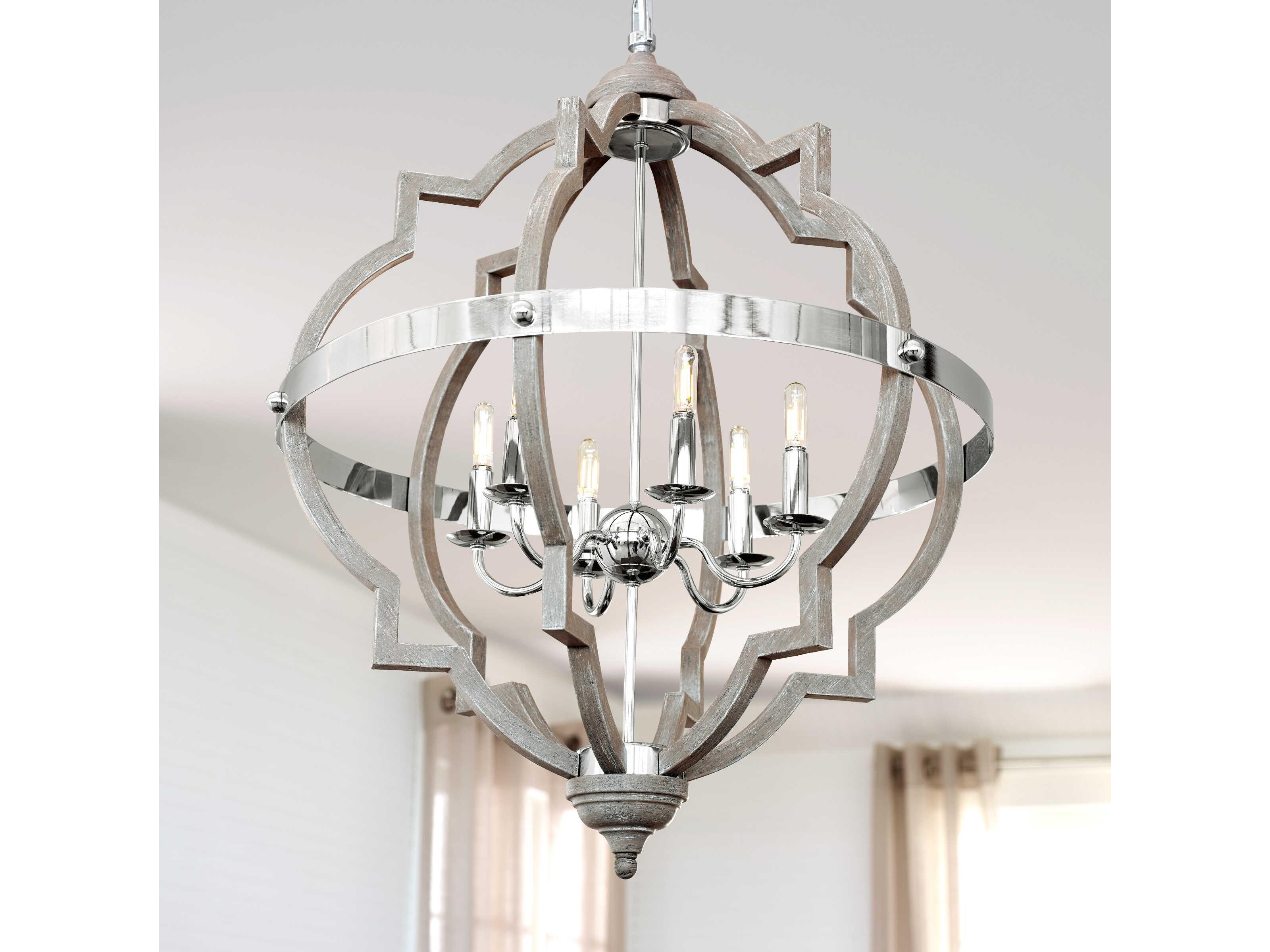 Generation Lighting Socorro 6-Light Washed Pine Gray Pendant