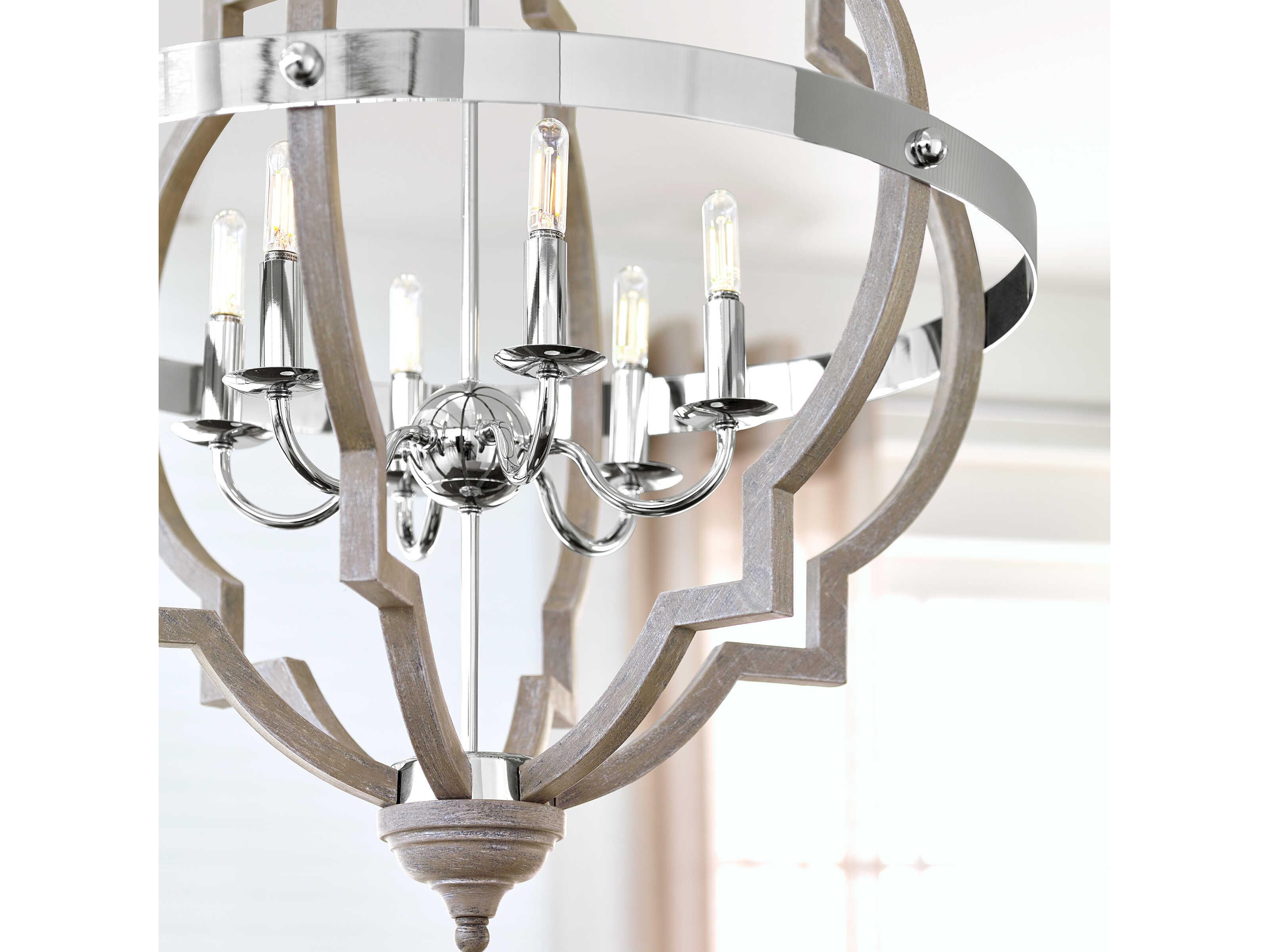 Generation Lighting Socorro 6-Light Washed Pine Gray Pendant