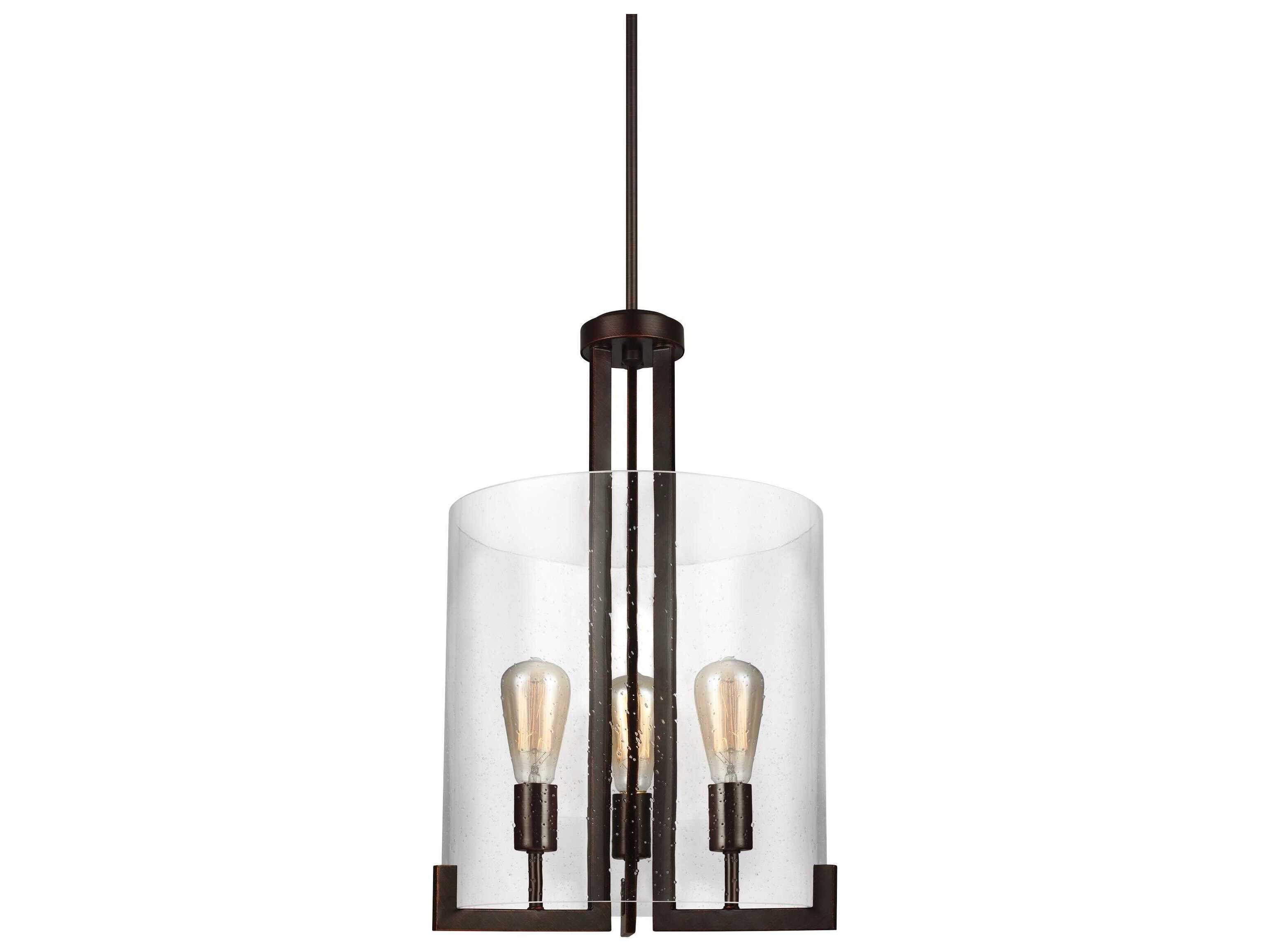 Generation Lighting Dawes 3-Light Bronze Glass Cylinder Pendant