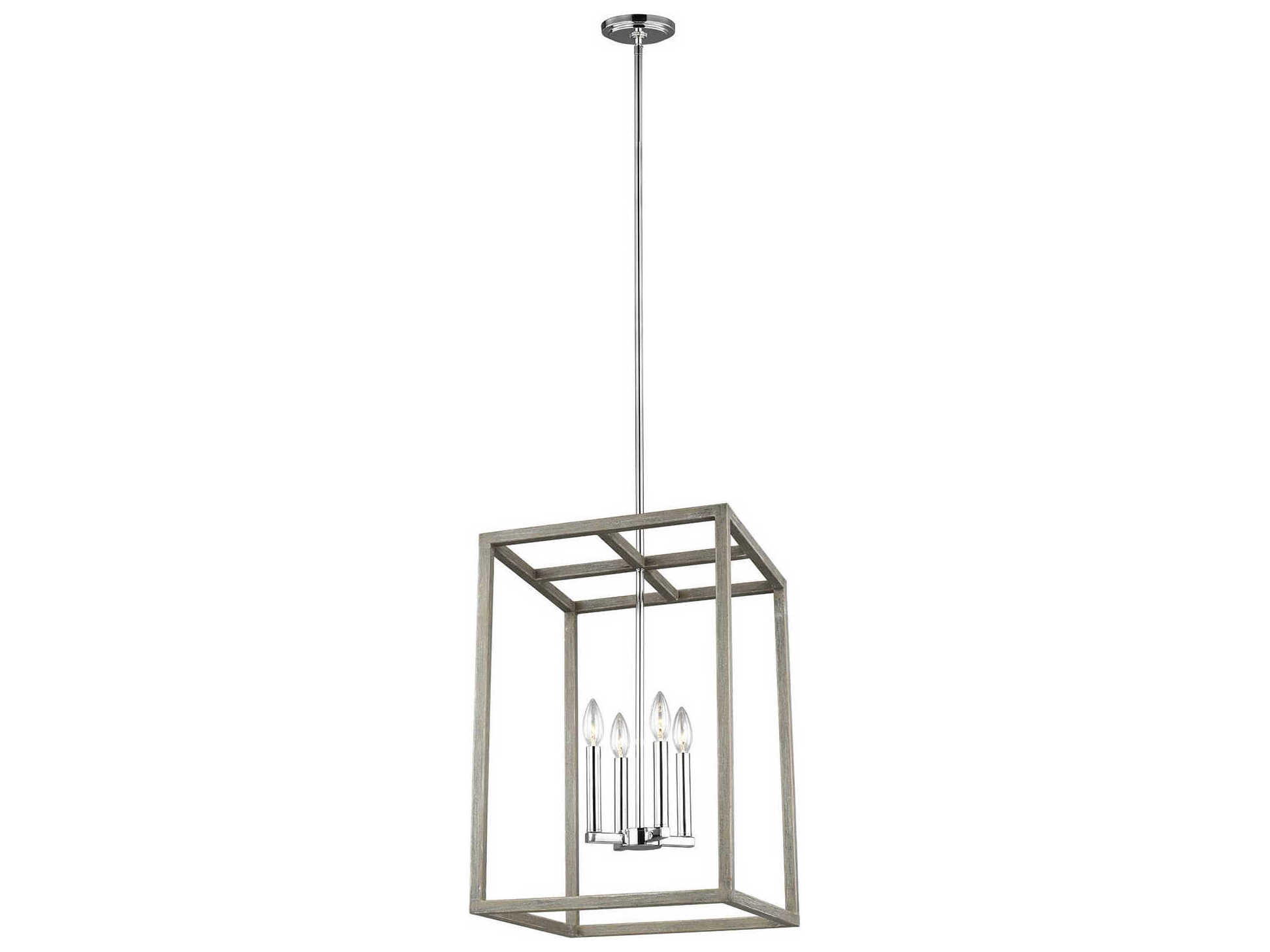 Generation Lighting Moffet Street 4-Light Washed Pine Gray Pendant