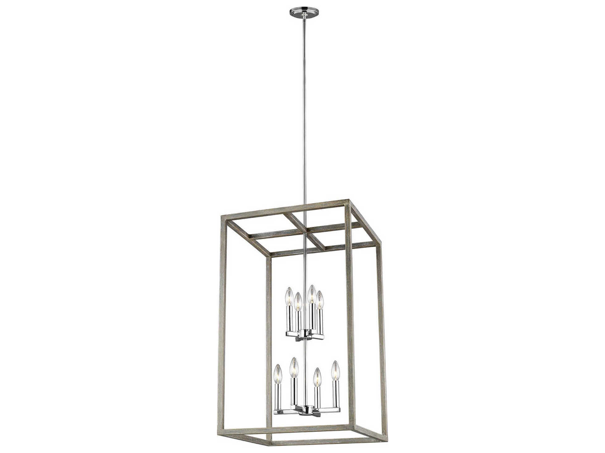Generation Lighting Moffet Street 8-Light Washed Pine Gray Pendant