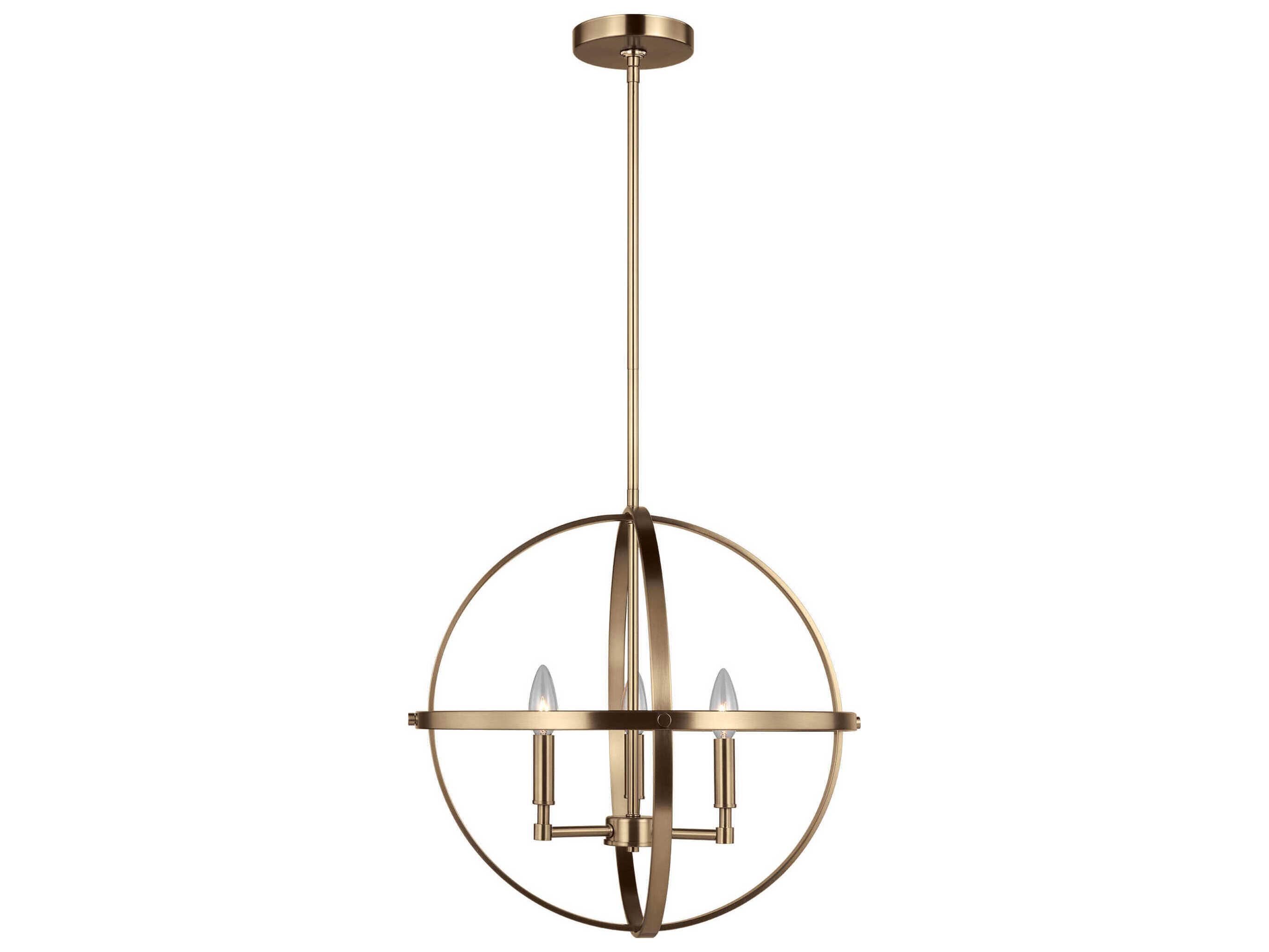 Generation Lighting Exmoore 3-Light Satin Brass Globe Pendant