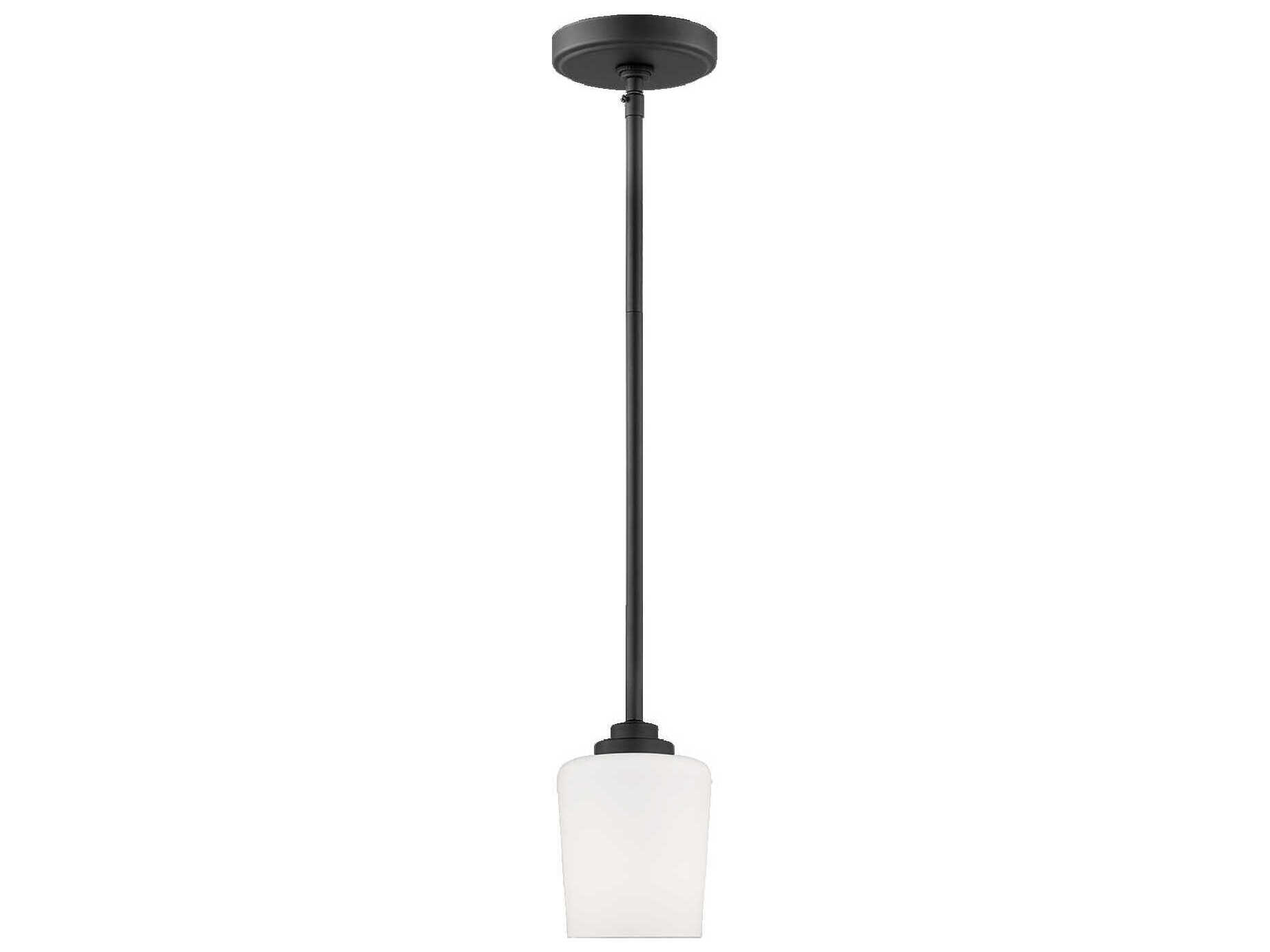 Generation Lighting Windom 1-Light Midnight Black Glass Bell Mini Pendant