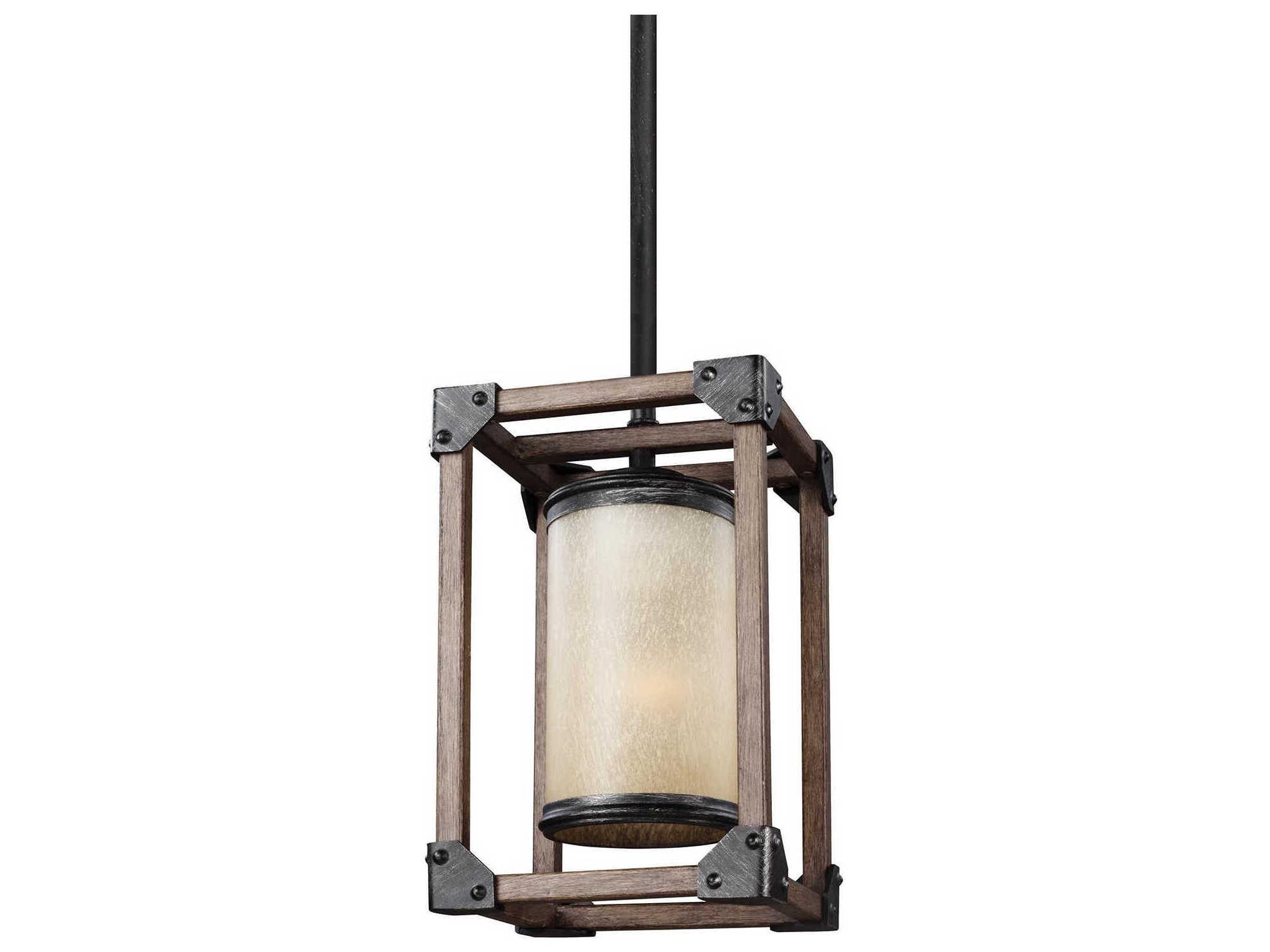 Generation Lighting Dunning 1-Light Stardust Brown Glass Cylinder Mini Pendant