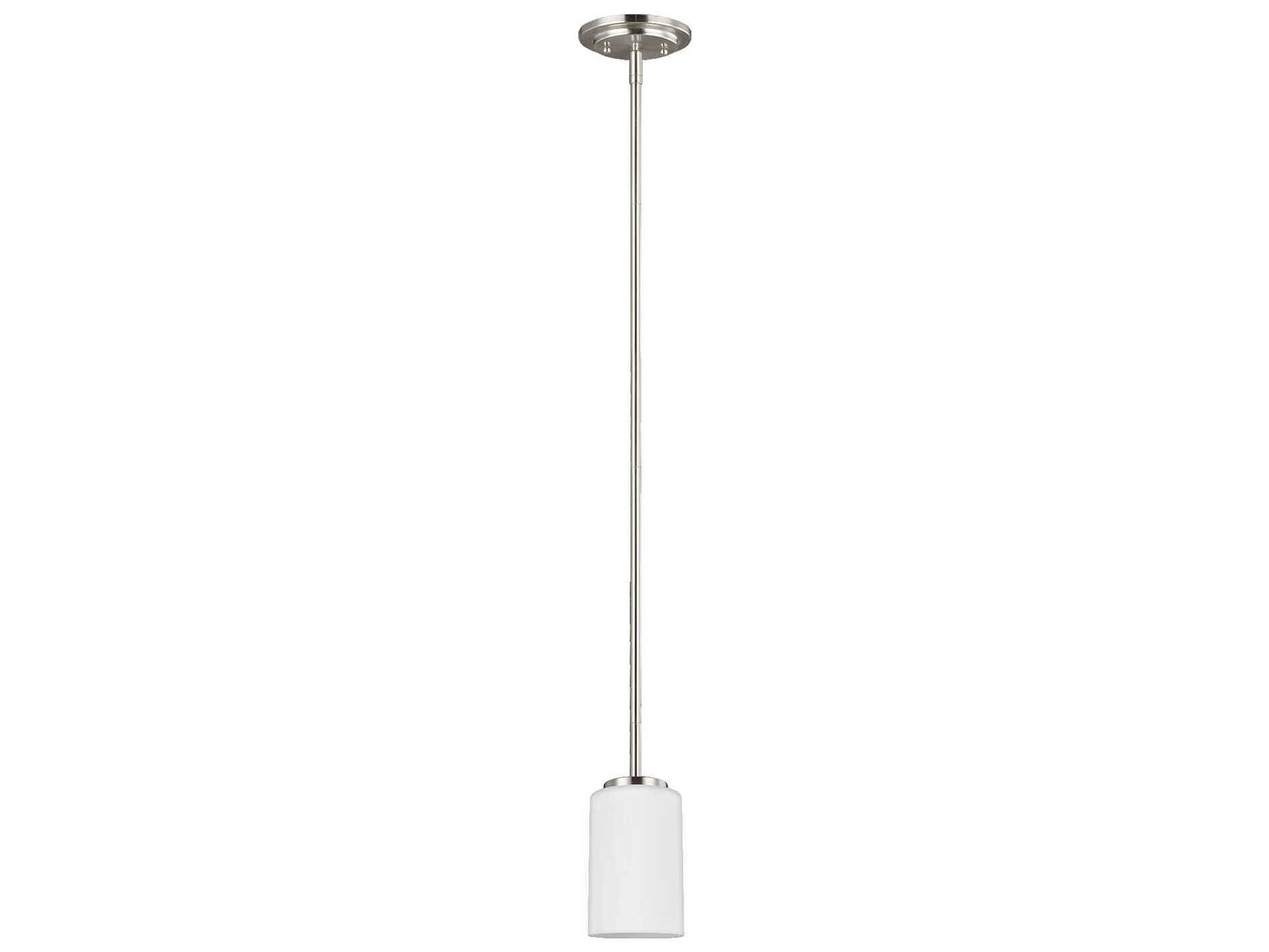 Generation Lighting Oslo 1-Light Brushed Nickel Glass Cylinder Mini Pendant