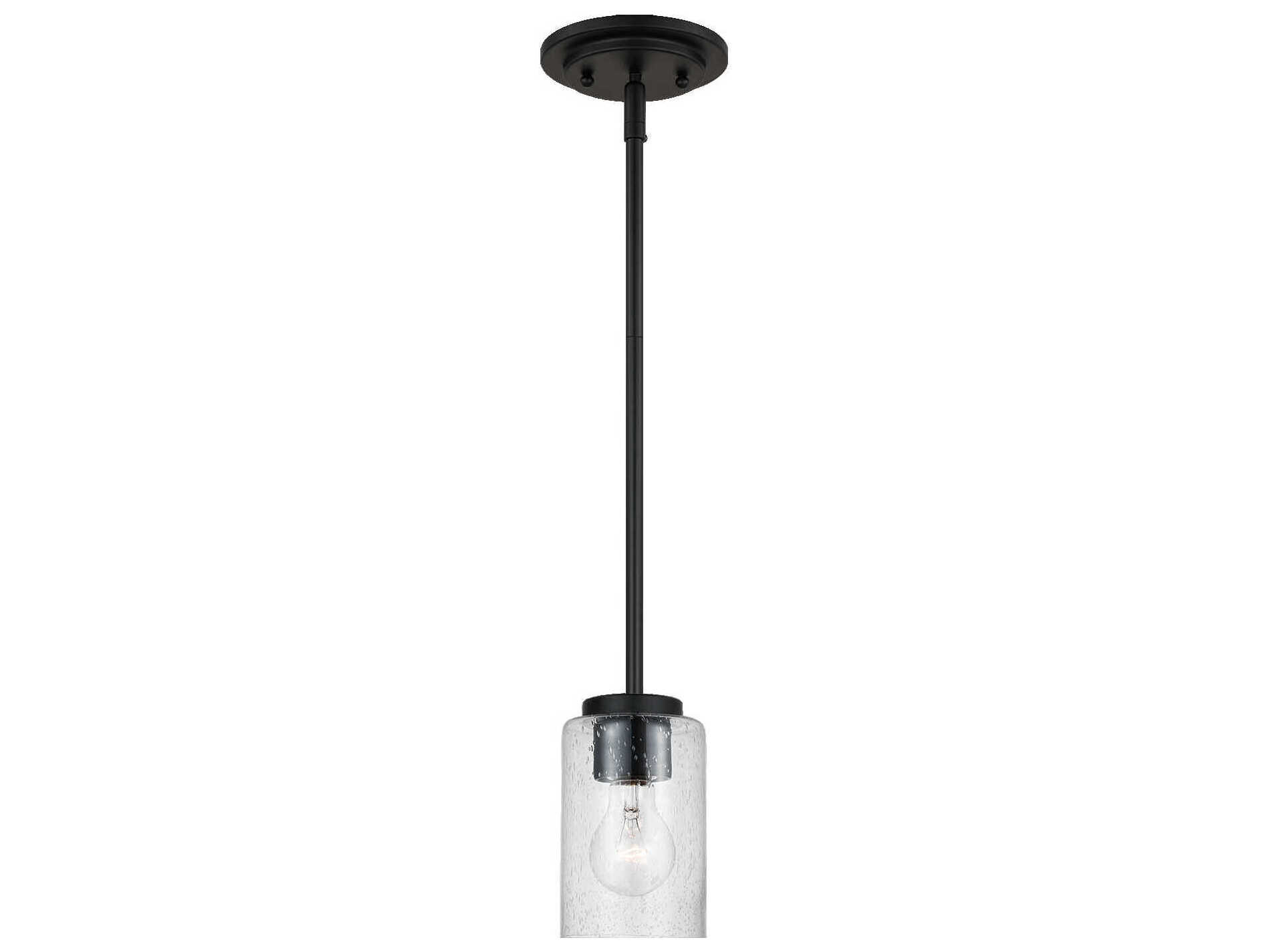 Generation Lighting Oslo 1-Light Midnight Black Glass Cylinder Mini Pendant