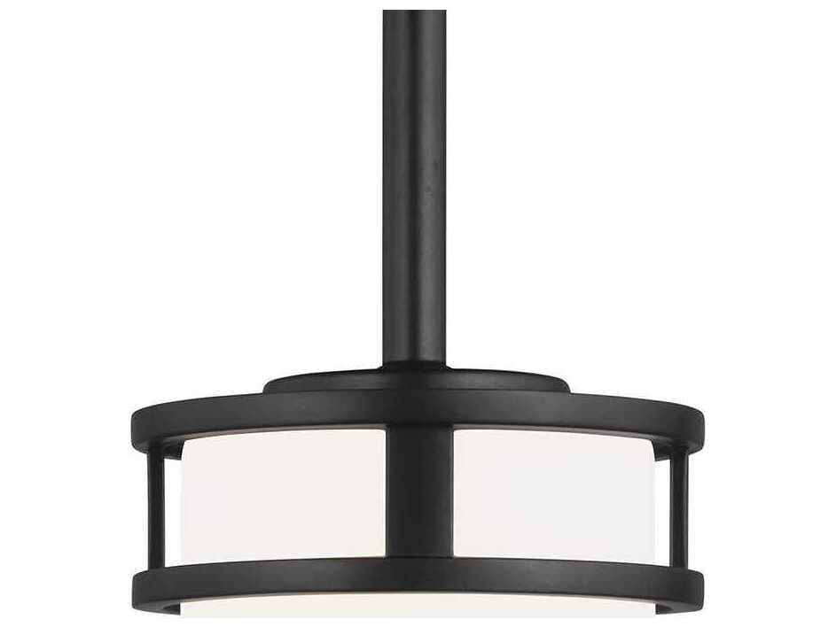 Generation Lighting Robie 1-Light Midnight Black Glass Cylinder Mini Pendant
