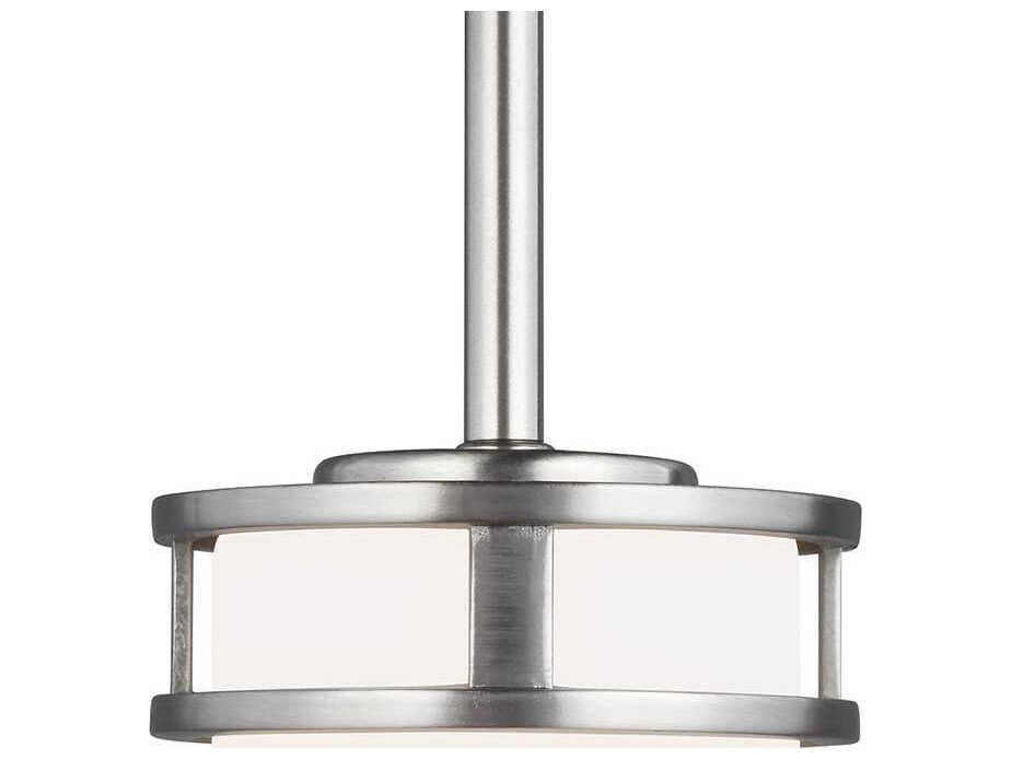 Generation Lighting Robie 1-Light Brushed Nickel Glass Cylinder Mini Pendant