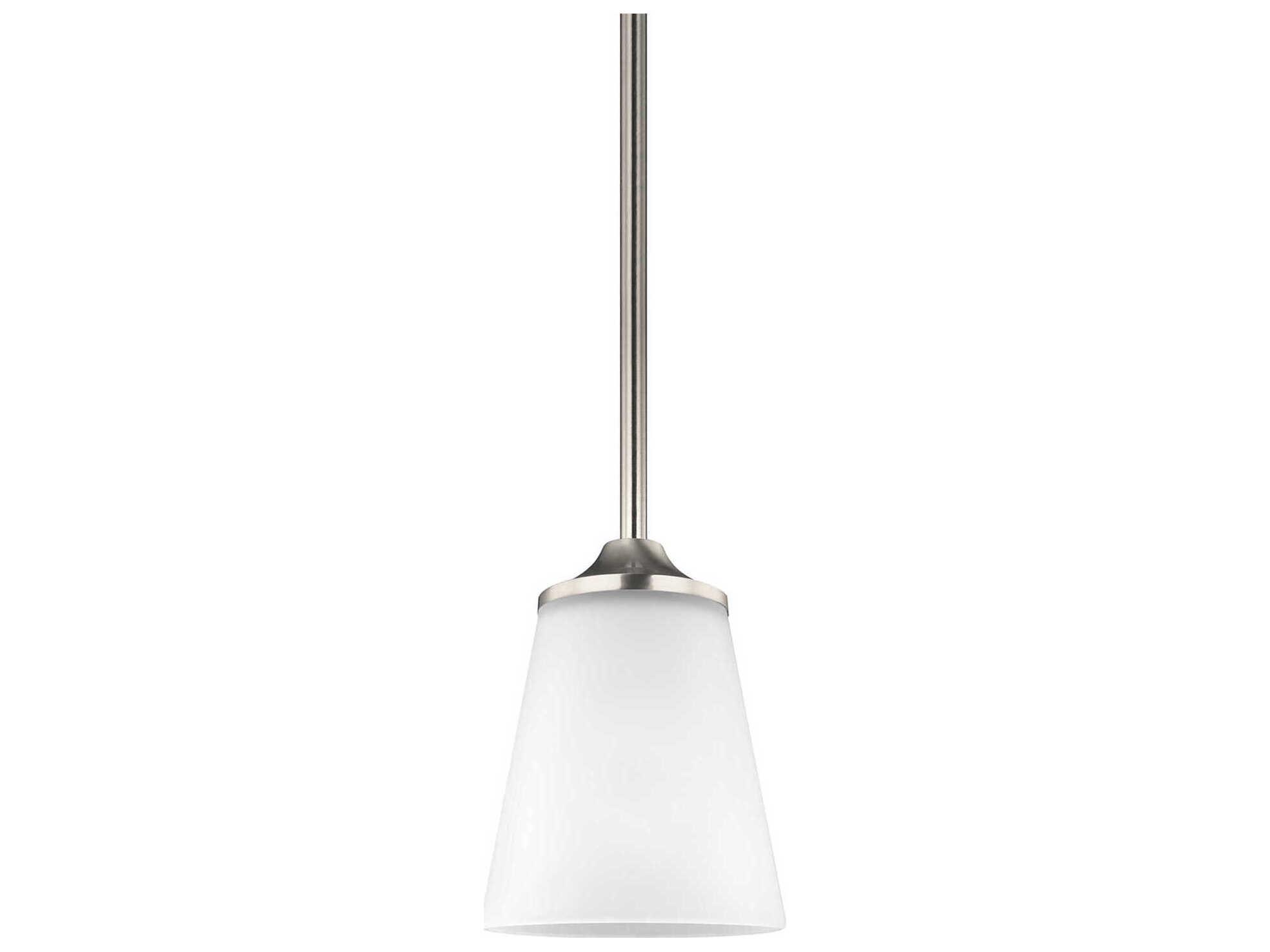 Generation Lighting Hanford 1-Light Brushed Nickel Glass Bell Mini Pendant