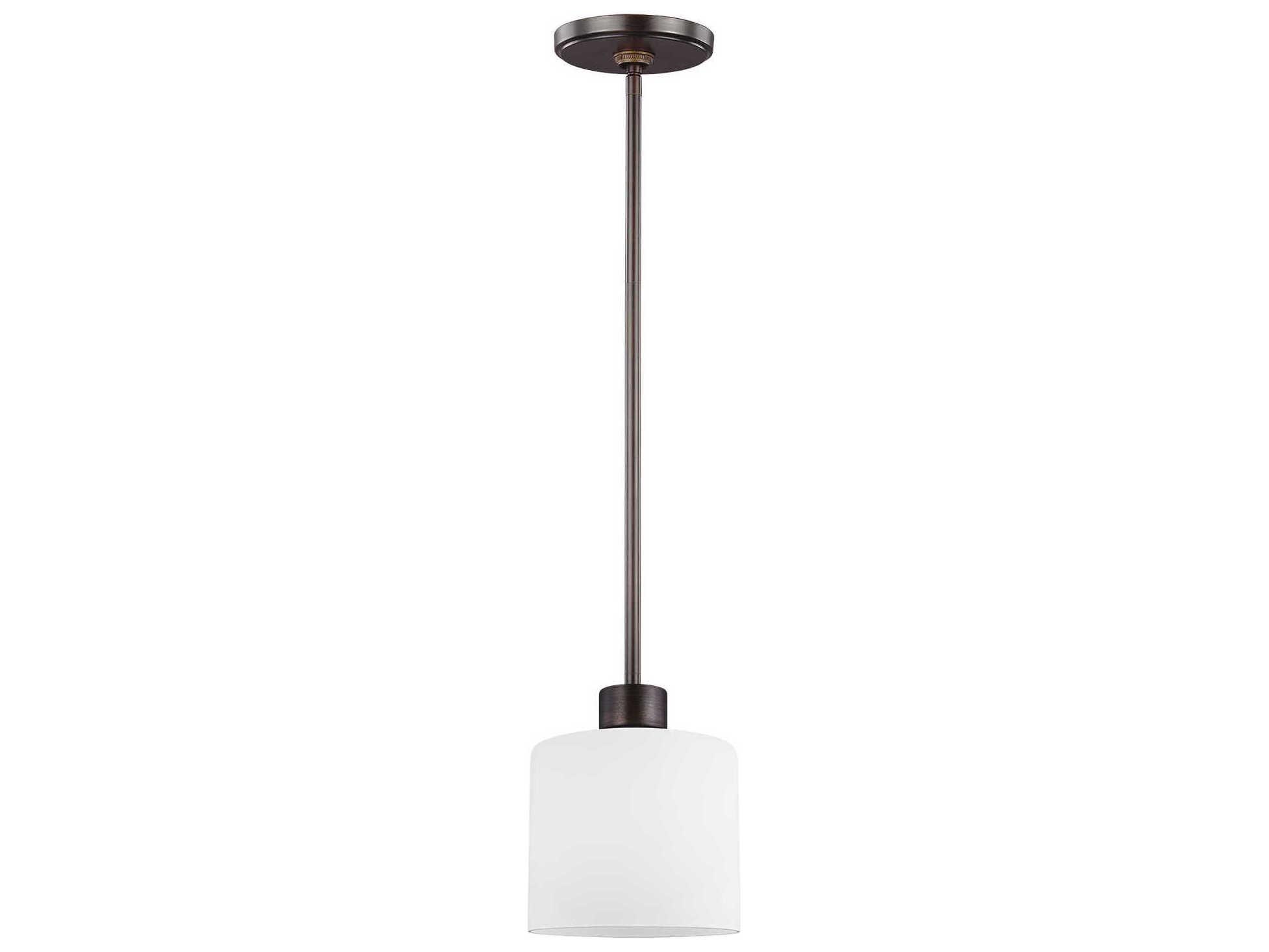 Generation Lighting Canfield 1-Light Bronze Glass Drum Mini Pendant